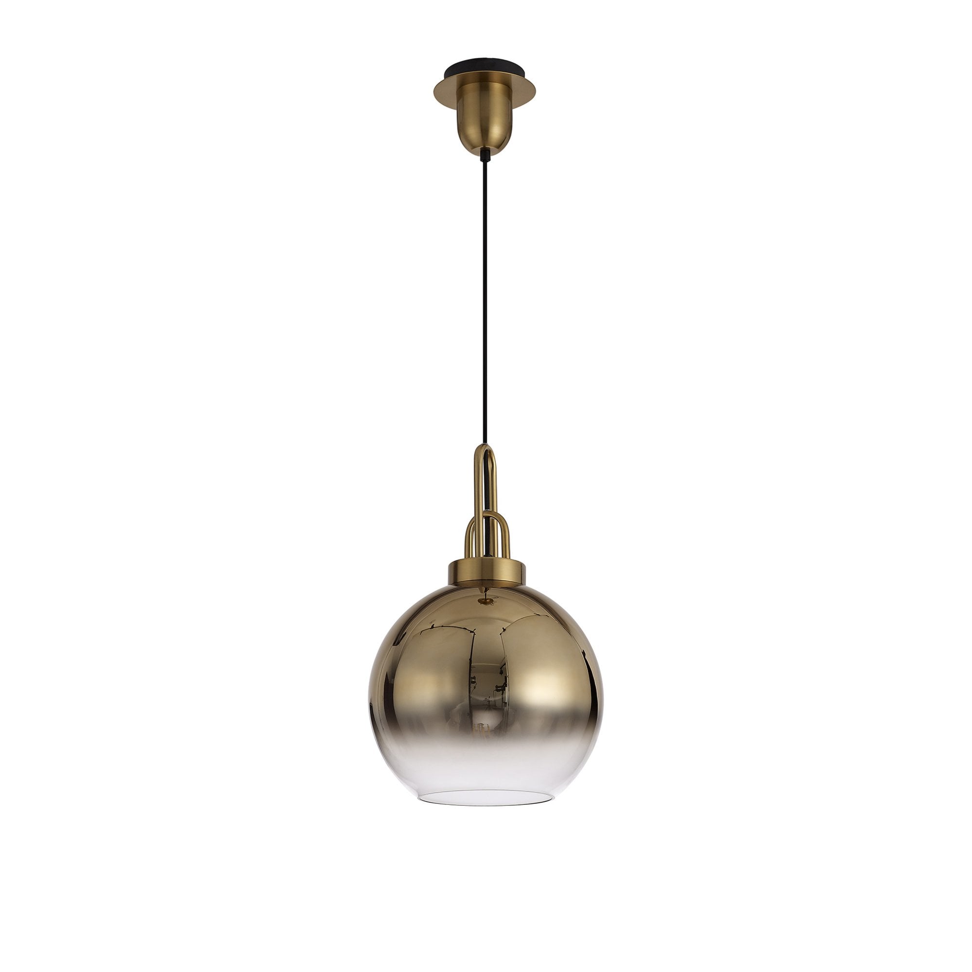 Fabula Springfield Single Pendant - 30cm Globe Glass Shade - Brass Gold & Brass Gold Fade Glass