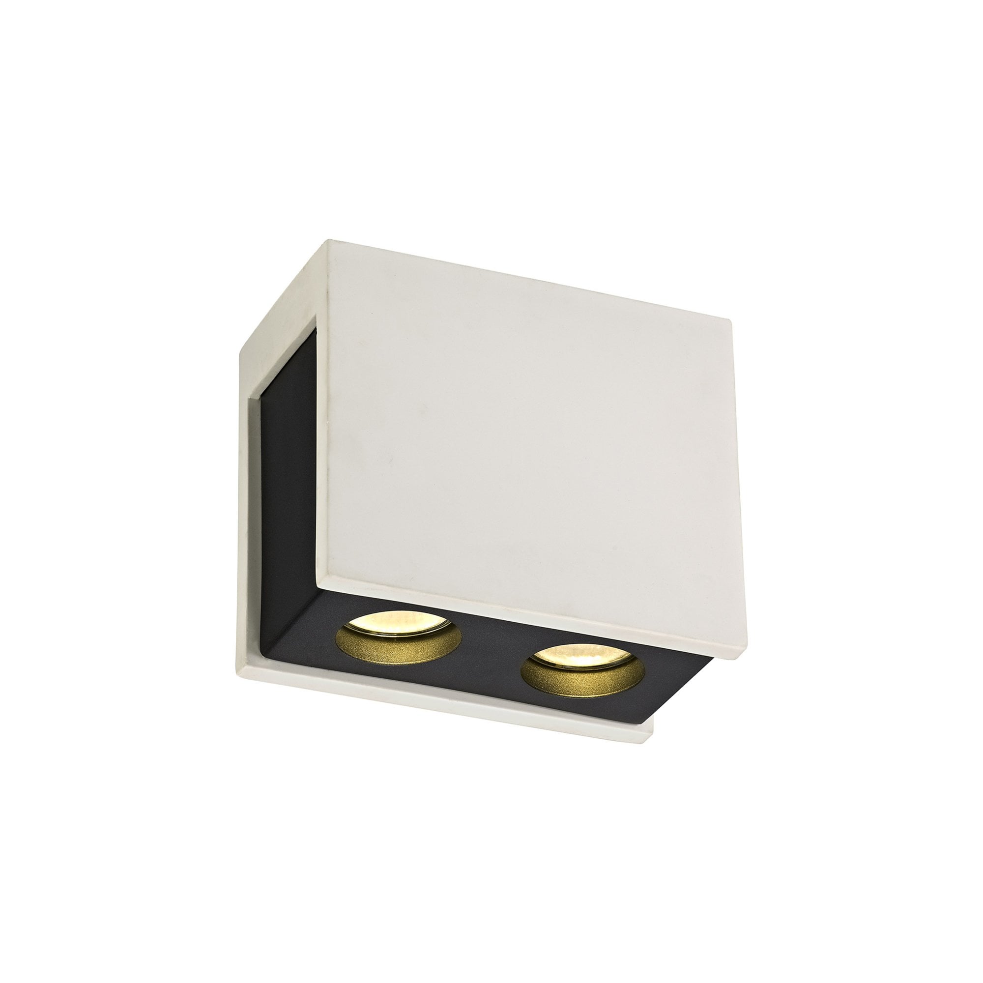 Fabula Trevose 2 Light Rectangular Ceiling Spot Light - White Paintable Gypsum & Matt Black Cover