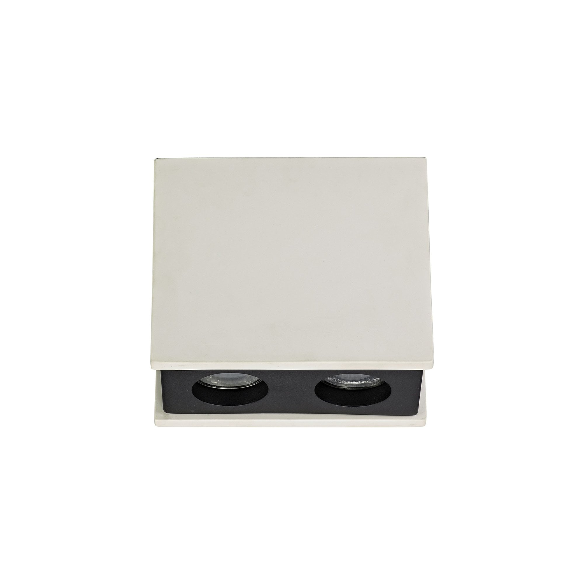 Fabula Trevose 2 Light Rectangular Ceiling Spot Light - White Paintable Gypsum & Matt Black Cover
