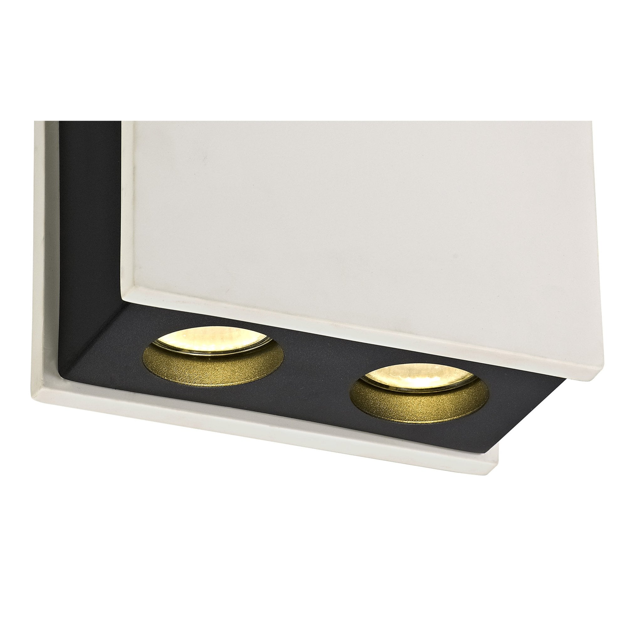 Fabula Trevose 2 Light Rectangular Ceiling Spot Light - White Paintable Gypsum & Matt Black Cover