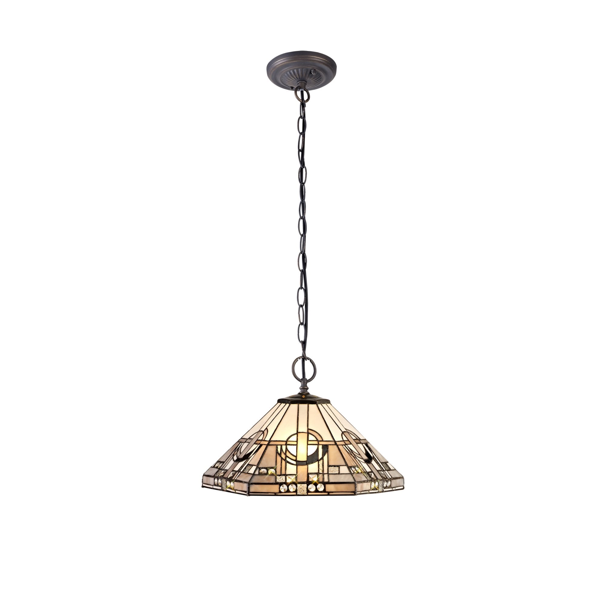 Fabula Cranbourne 2 Light Downlighter Pendant - 40cm Tiffany Shade - Grey