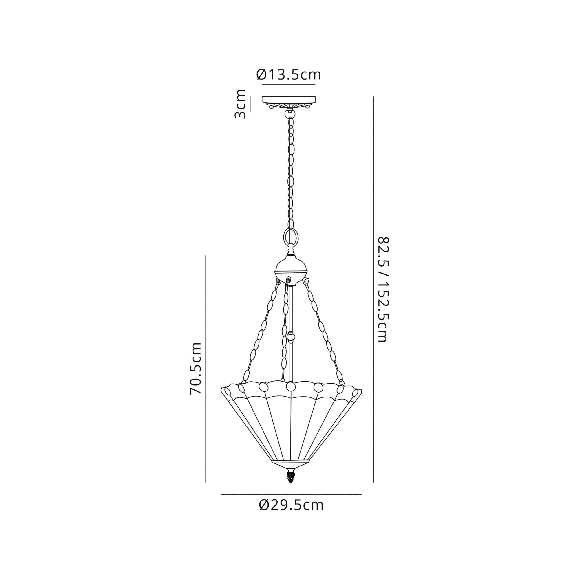 Fabula Amberley 2 Light Uplighter Pendant - 30cm Tiffany Shade - Grey & Cream
