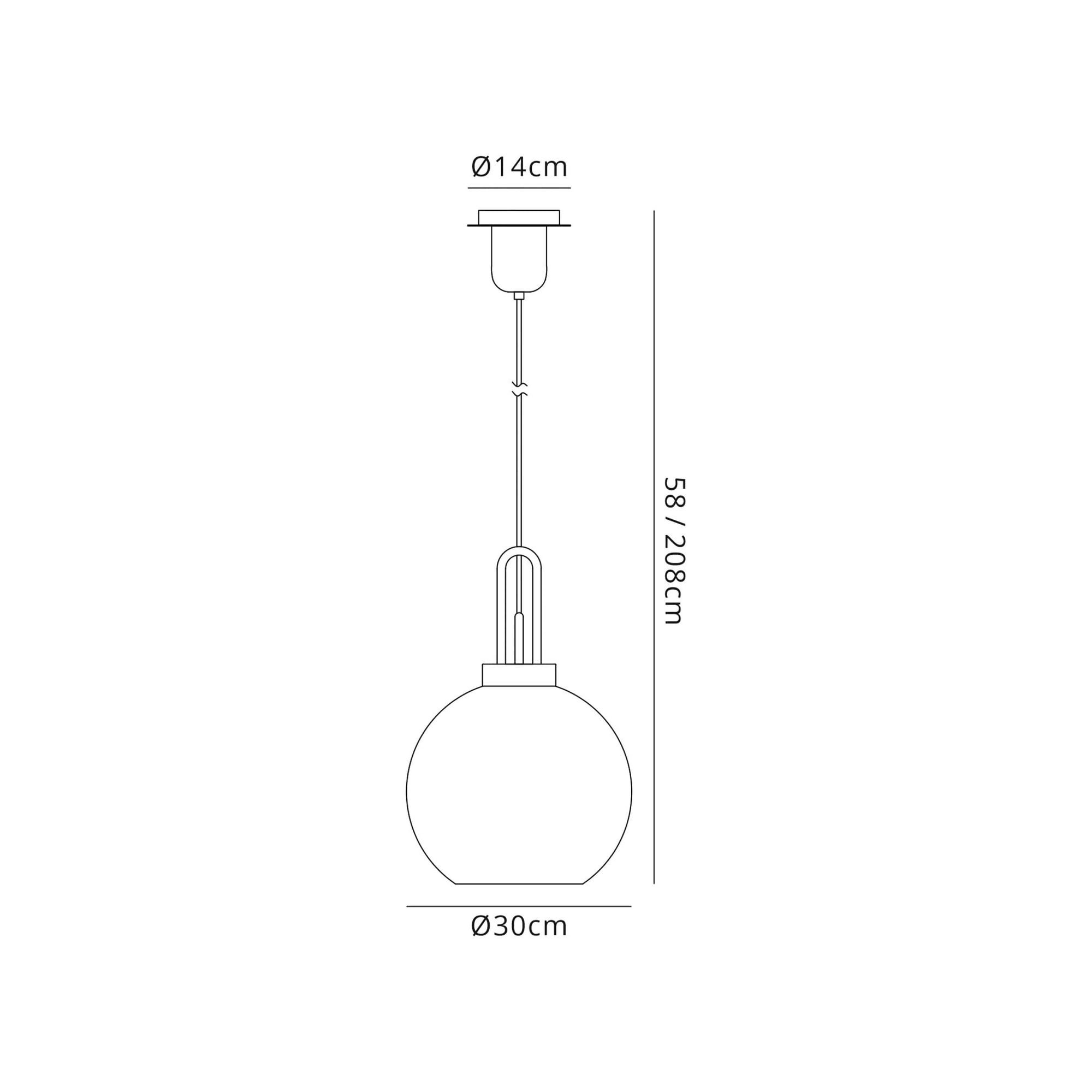 Fabula Springfield Single Pendant - 30cm Globe Glass Shade - Black Chrome & Smoked Fade Glass