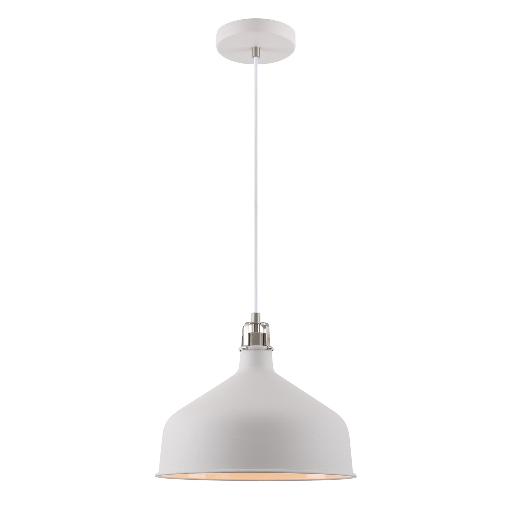 Fabula Forest Single Medium Pendant - Sand White & Satin Nickel