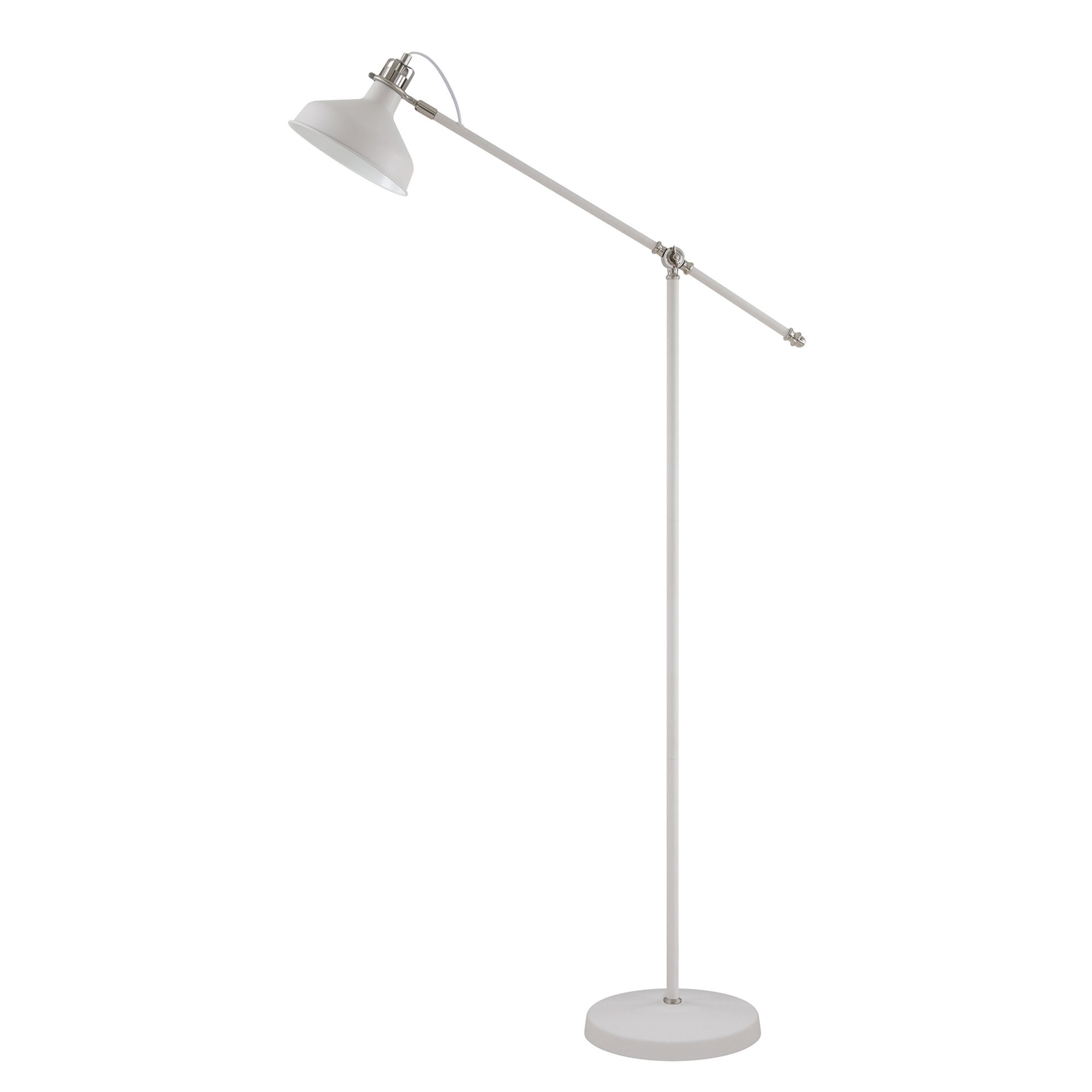 Fabula Forest Single Adjustable Floor Lamp - Sand White & Satin Nickel