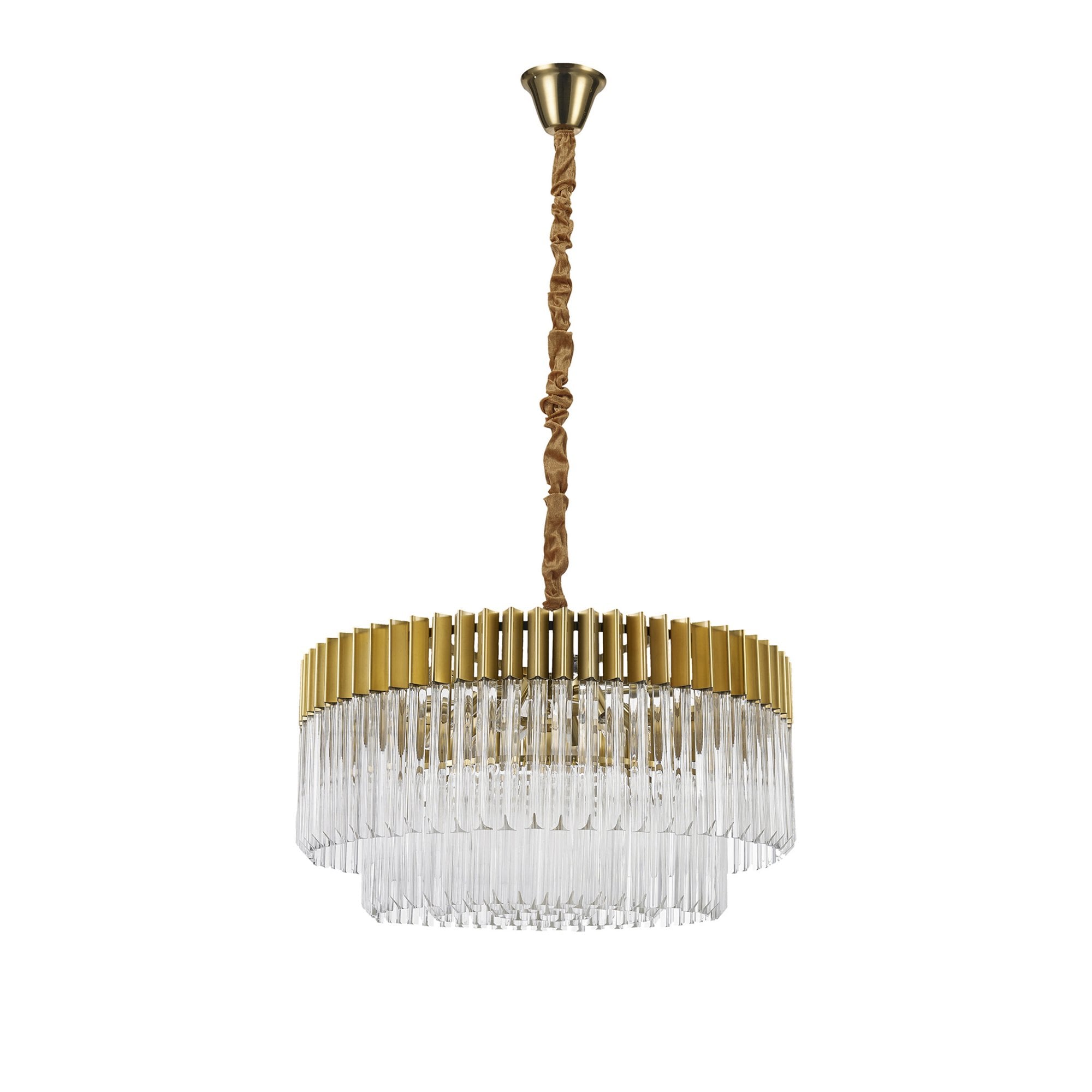 Fabula Cedar 12 Light Pendant - Brass & Clear Sculpted Glass