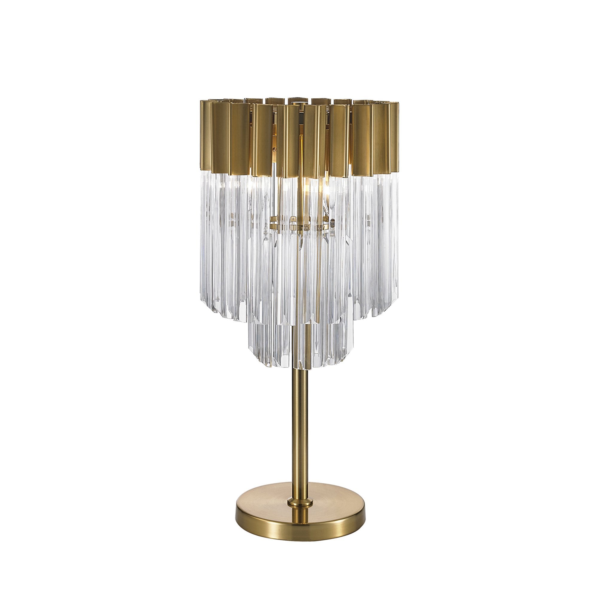 Fabula Cedar 3 Light Table Lamp - Brass & Clear Sculpted Glass