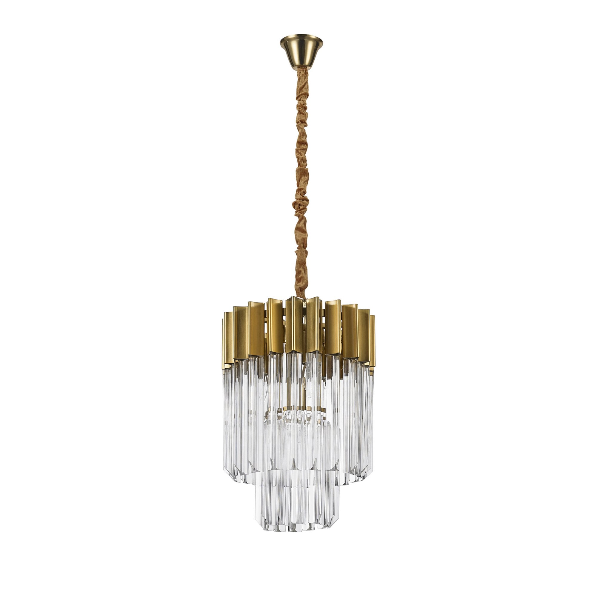 Fabula Cedar 4 Light Pendant - Brass & Clear Sculpted Glass
