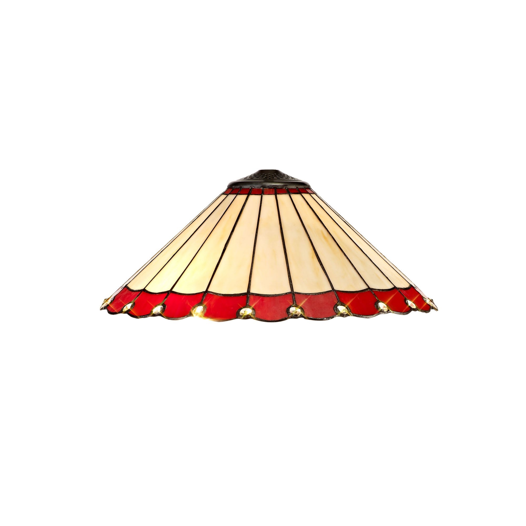 Fabula Amberley 40cm Tiffany Shade - Red & Cream - Shade Only