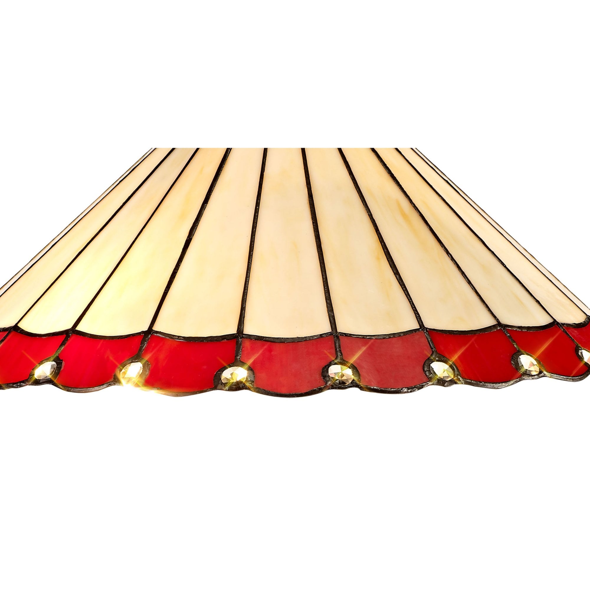 Fabula Amberley 40cm Tiffany Shade - Red & Cream - Shade Only