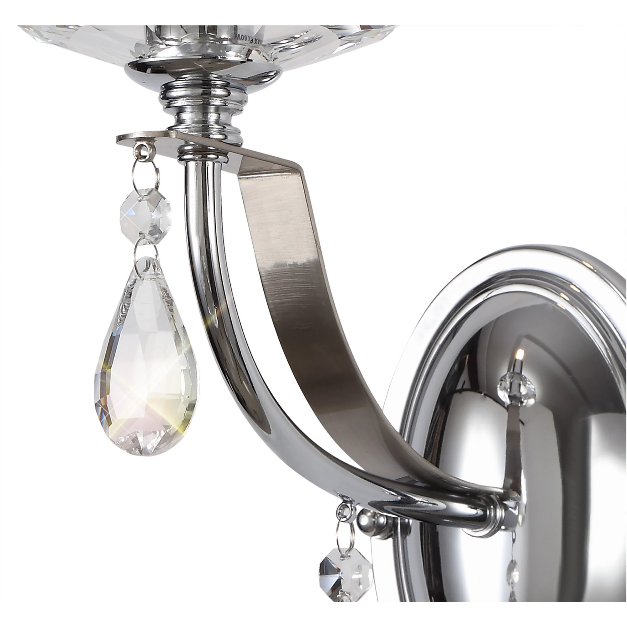 Fabula Chester Single Wall Lamp - Polished Chrome, Satin Nickel & Clear Crystal