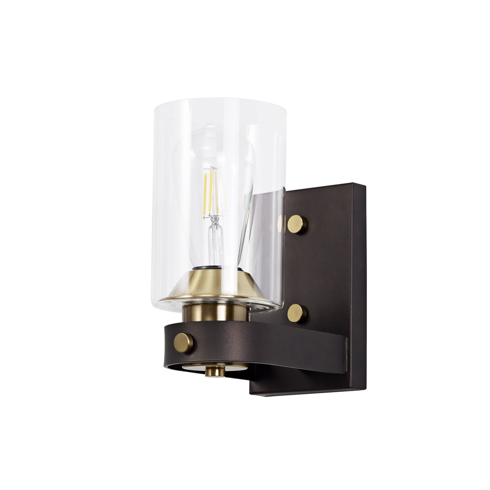Fabula Greenstead Single Wall Lamp - Brown Oxide, Gold Bronze & Clear Glass
