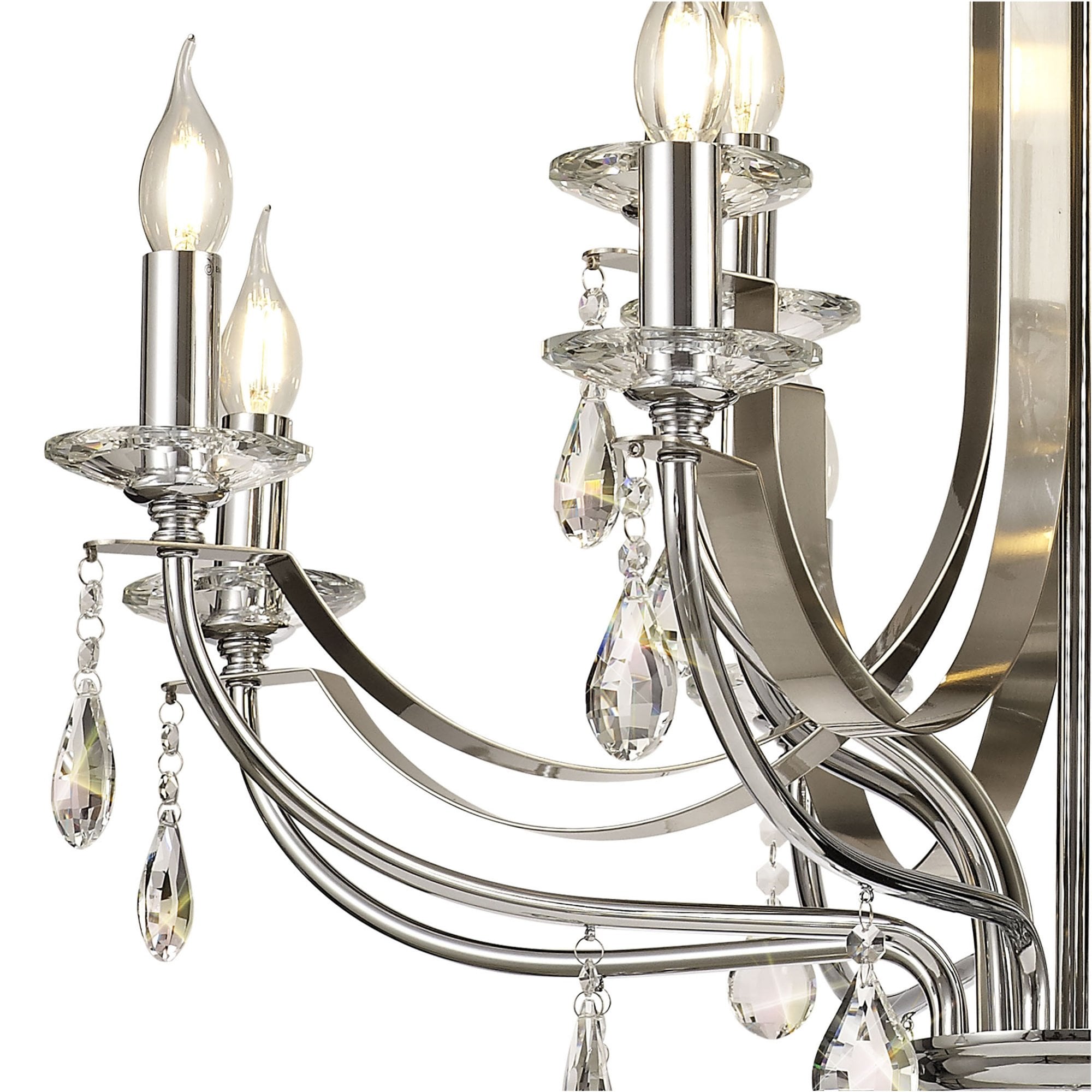 Fabula Chester 12 Light Pendant - Polished Chrome, Satin Nickel & Clear Crystal