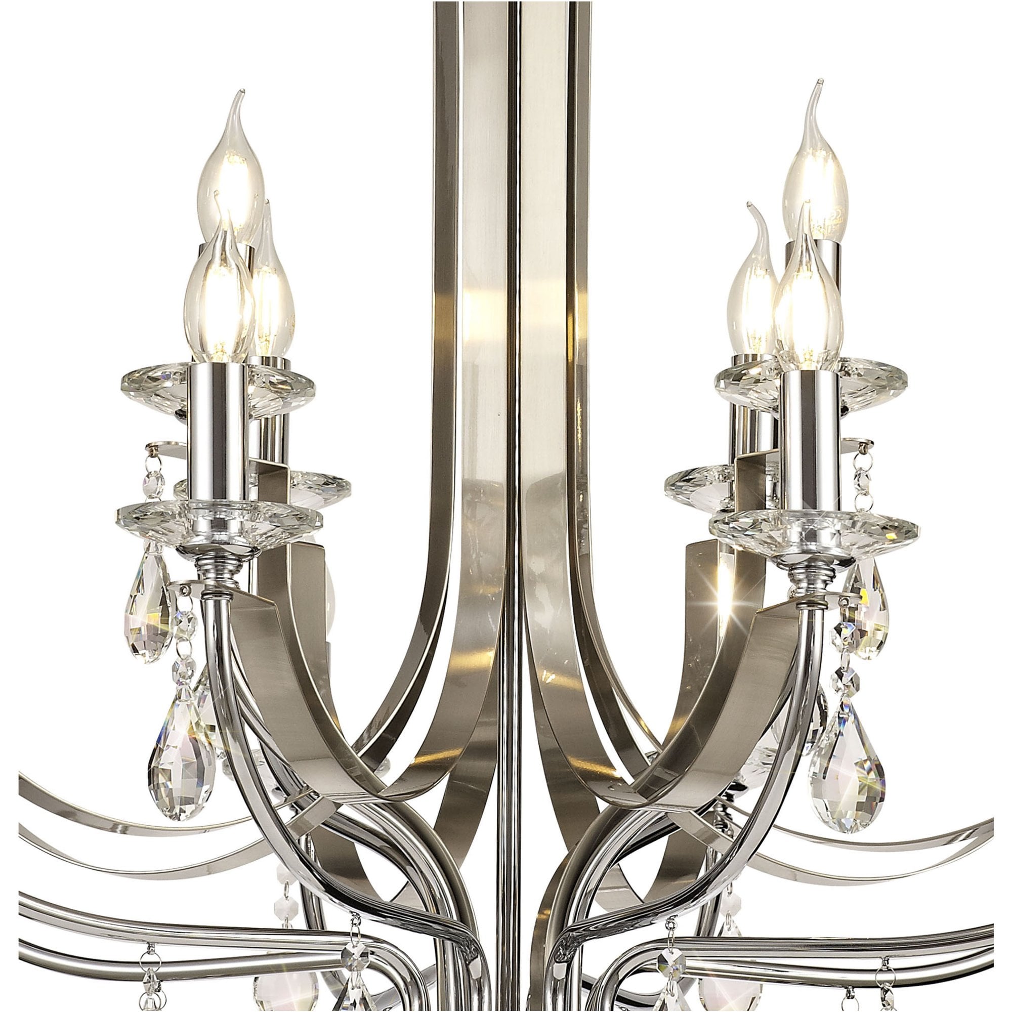 Fabula Chester 12 Light Pendant - Polished Chrome, Satin Nickel & Clear Crystal