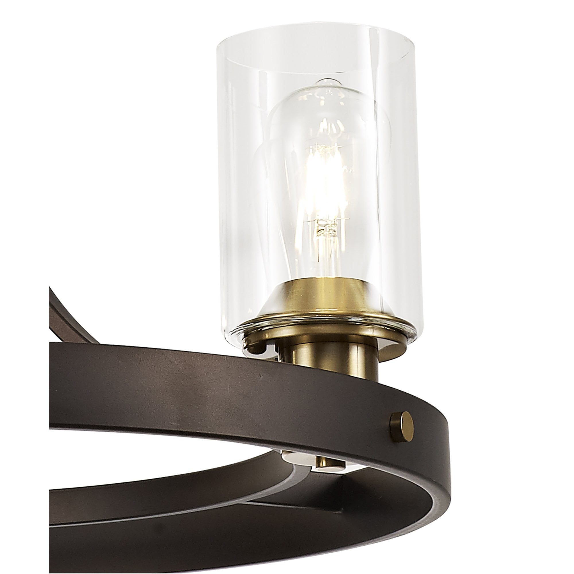 Fabula Greenstead 3 Light Pendant - Brown Oxide, Gold Bronze & Clear Glass