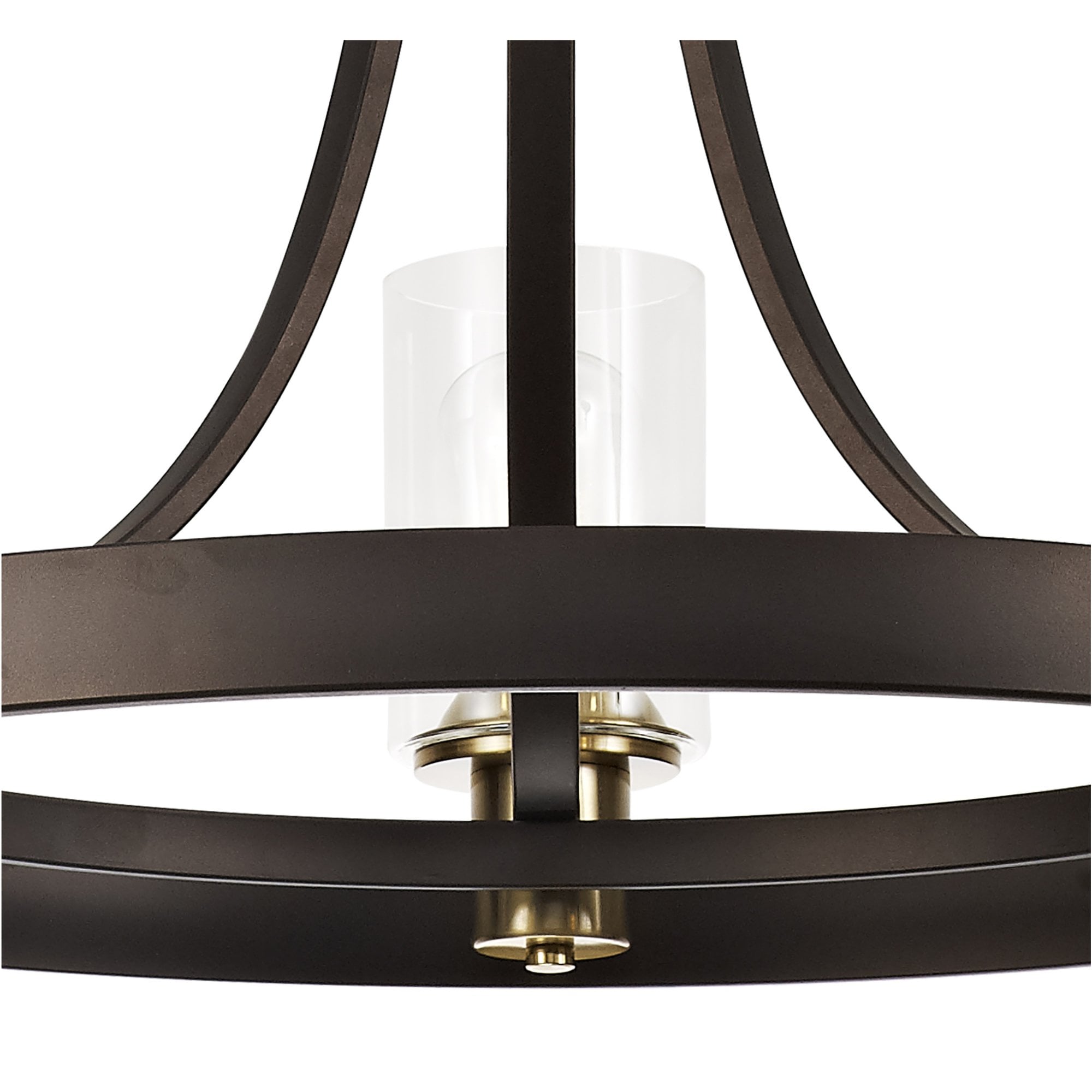 Fabula Greenstead 3 Light Pendant - Brown Oxide, Gold Bronze & Clear Glass