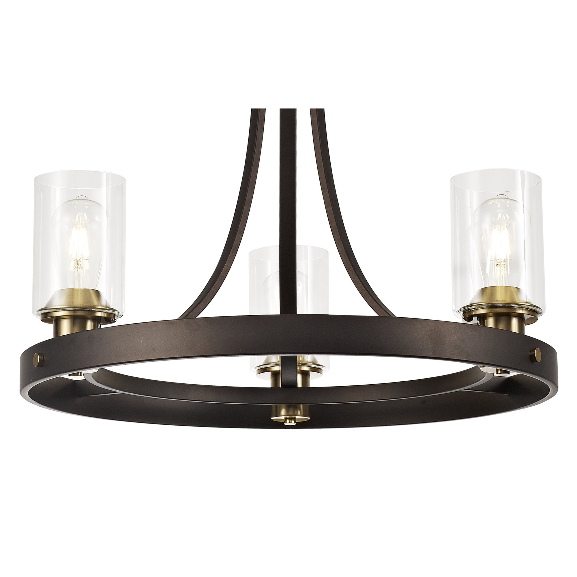 Fabula Greenstead 3 Light Pendant - Brown Oxide, Gold Bronze & Clear Glass