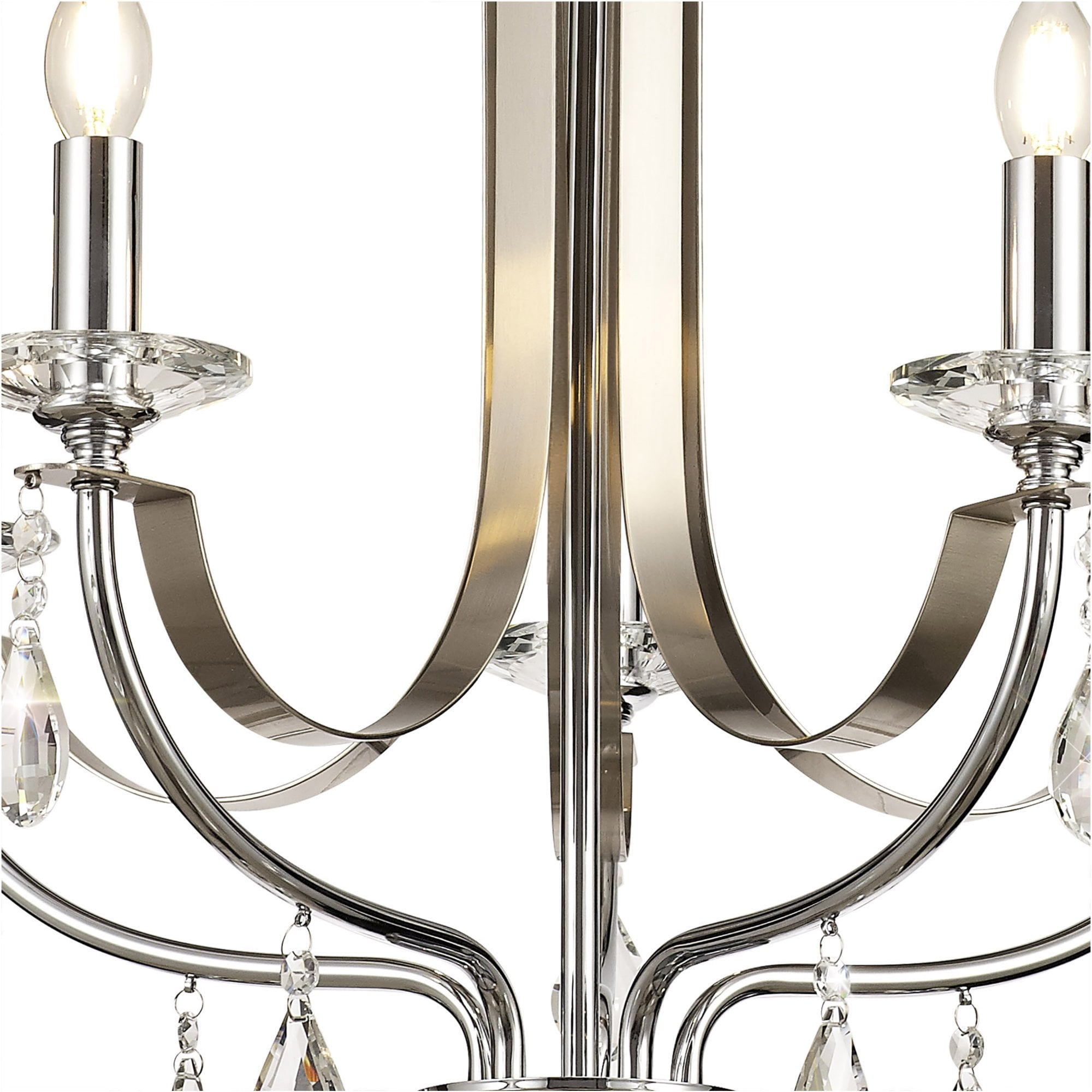 Fabula Chester 5 Light Pendant - Polished Chrome, Satin Nickel & Clear Crystal