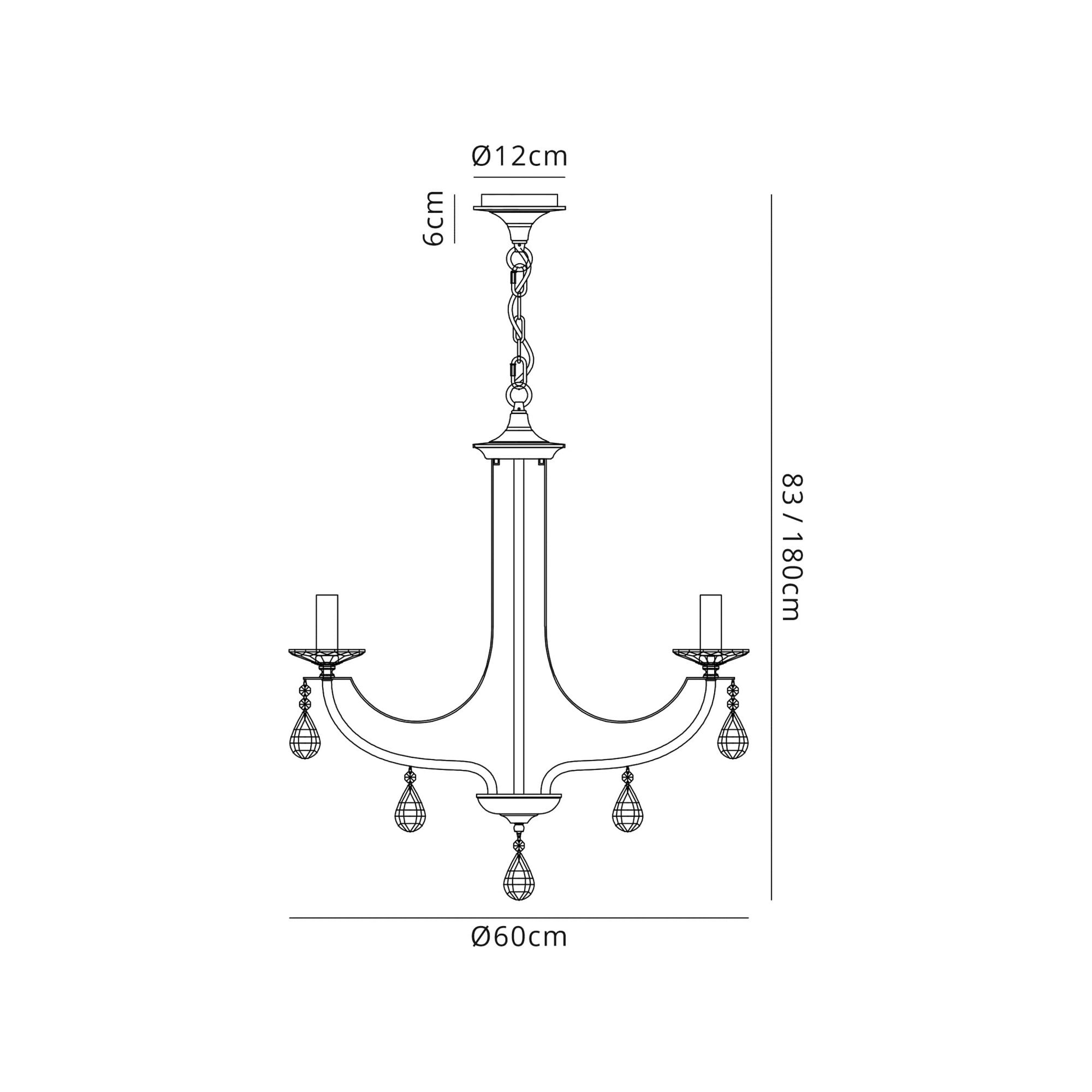 Fabula Chester 5 Light Pendant - Polished Chrome, Satin Nickel & Clear Crystal