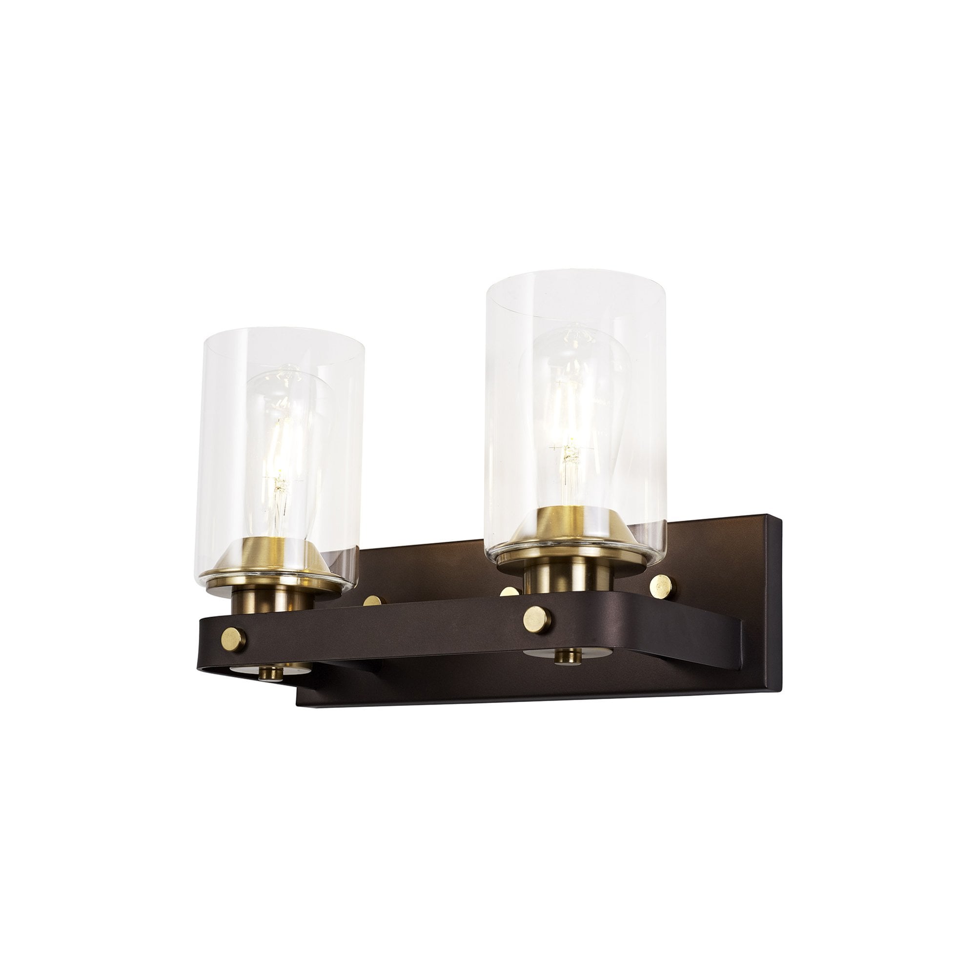 Fabula Greenstead 2 Light Wall Lamp - Brown Oxide, Gold Bronze & Clear Glass
