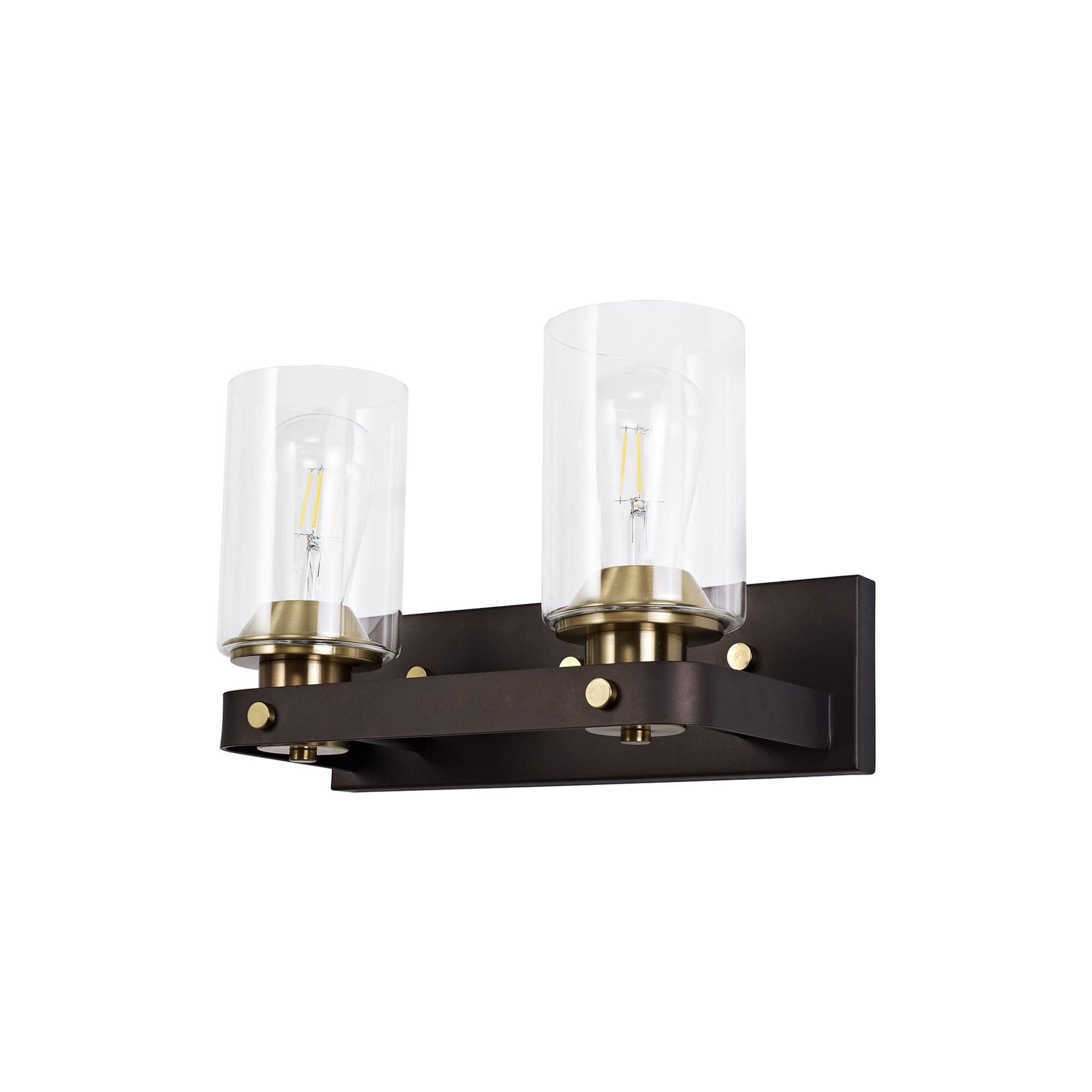 Fabula Greenstead 2 Light Wall Lamp - Brown Oxide, Gold Bronze & Clear Glass