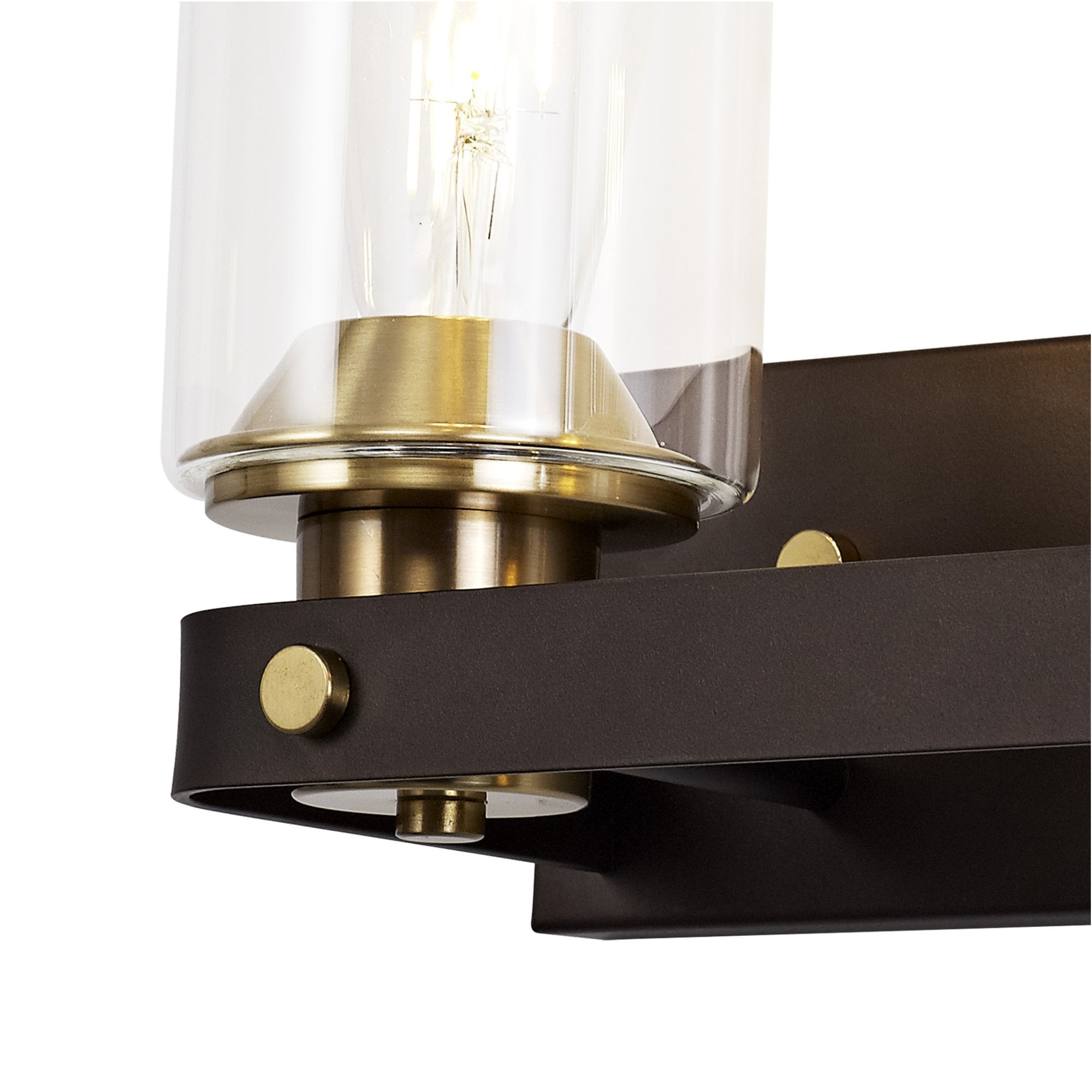 Fabula Greenstead 2 Light Wall Lamp - Brown Oxide, Gold Bronze & Clear Glass