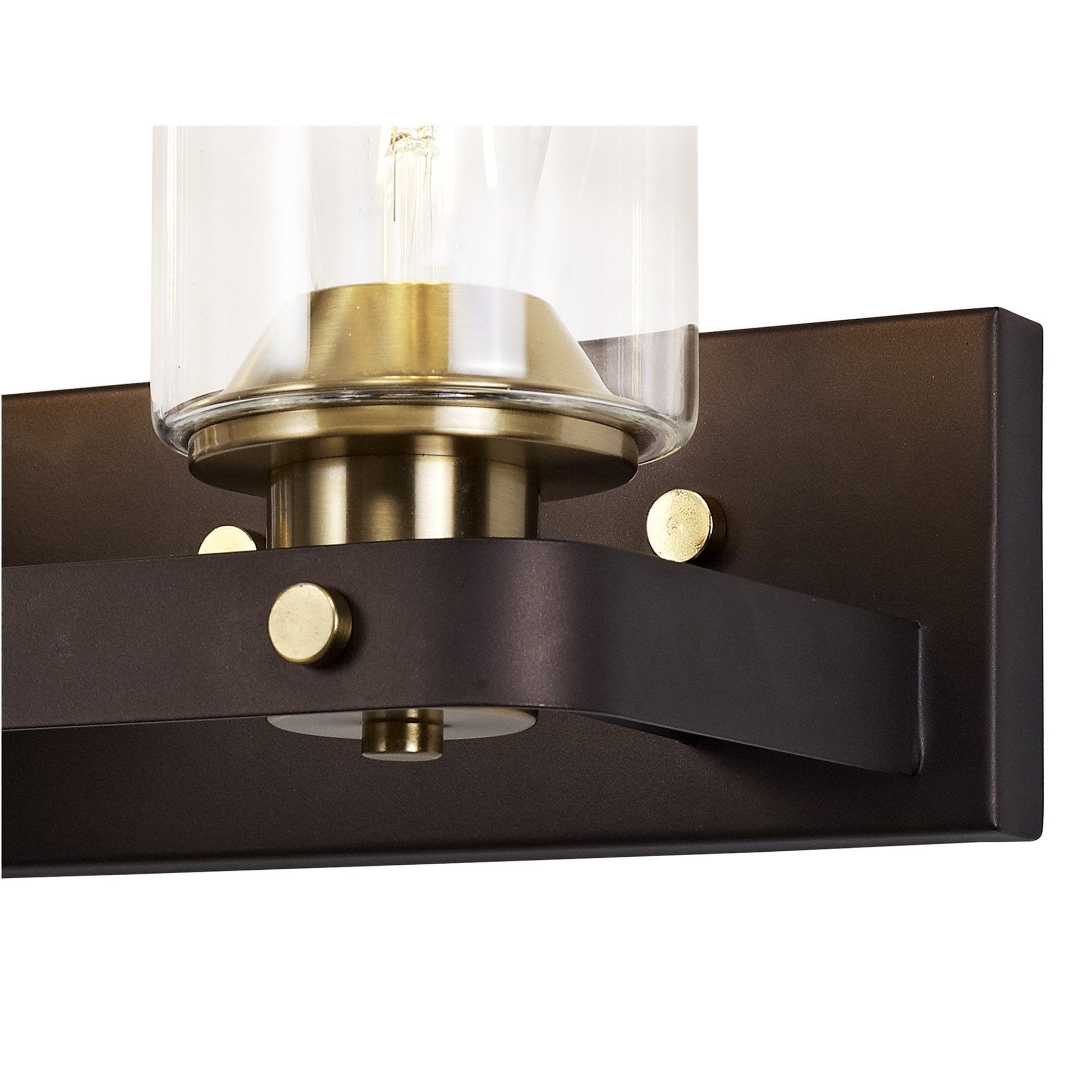 Fabula Greenstead 2 Light Wall Lamp - Brown Oxide, Gold Bronze & Clear Glass