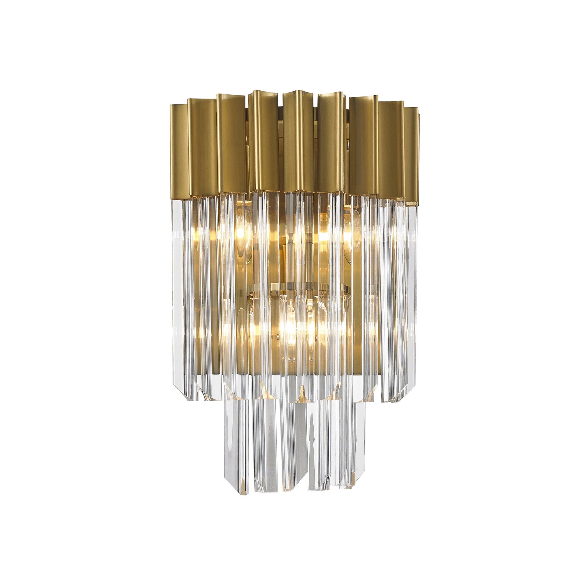 Fabula Cedar 3 Light Wall Light - Brass & Clear Sculpted Glass