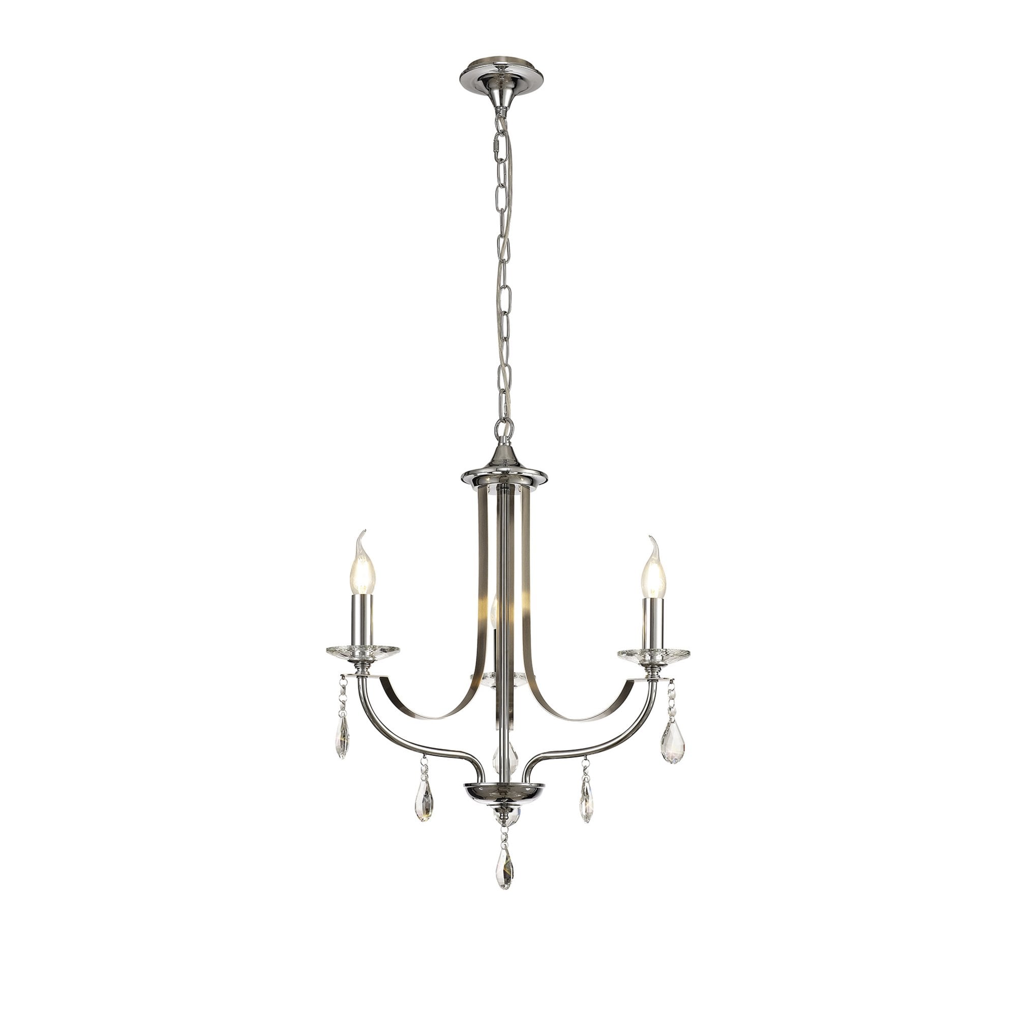 Fabula Chester 3 Light Pendant - Polished Chrome, Satin Nickel & Clear Crystal
