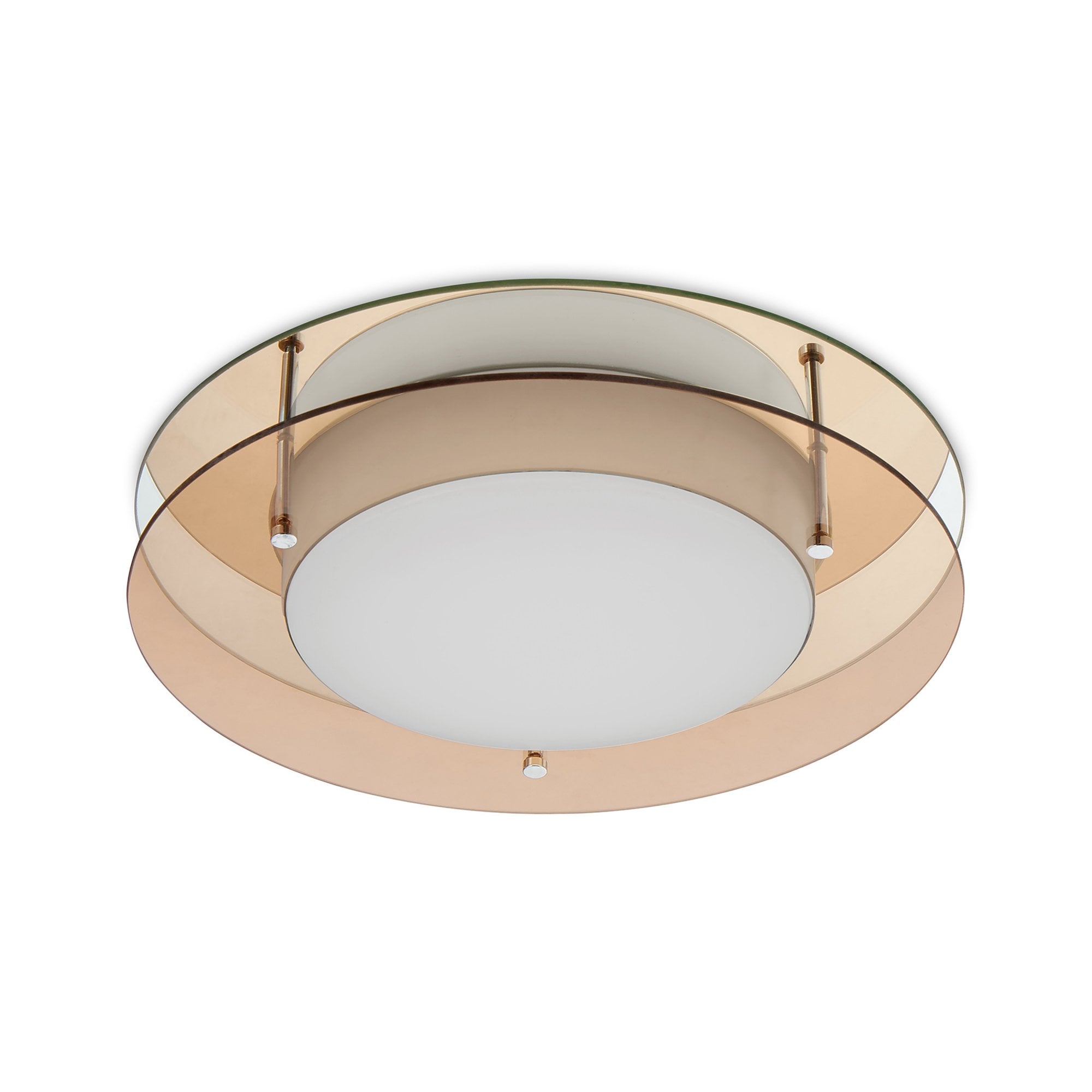 Fabula Deepdene LED Flush Light - Mirror & Amber Glass - IP44