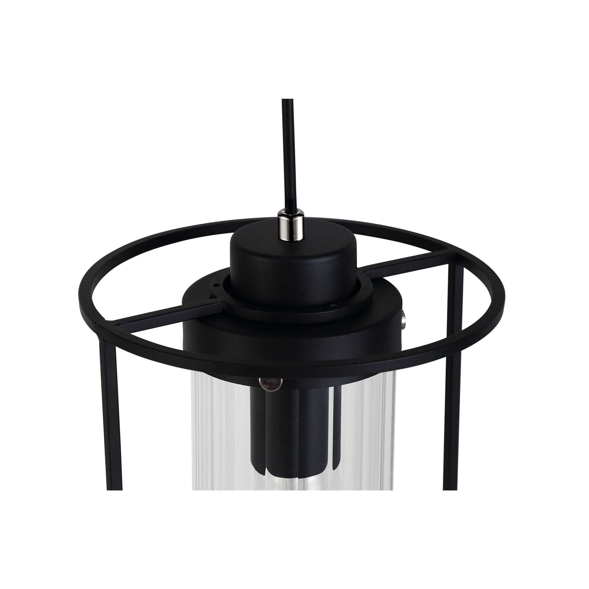 Fabula Rowans Single Pendant - Black & Clear Glass