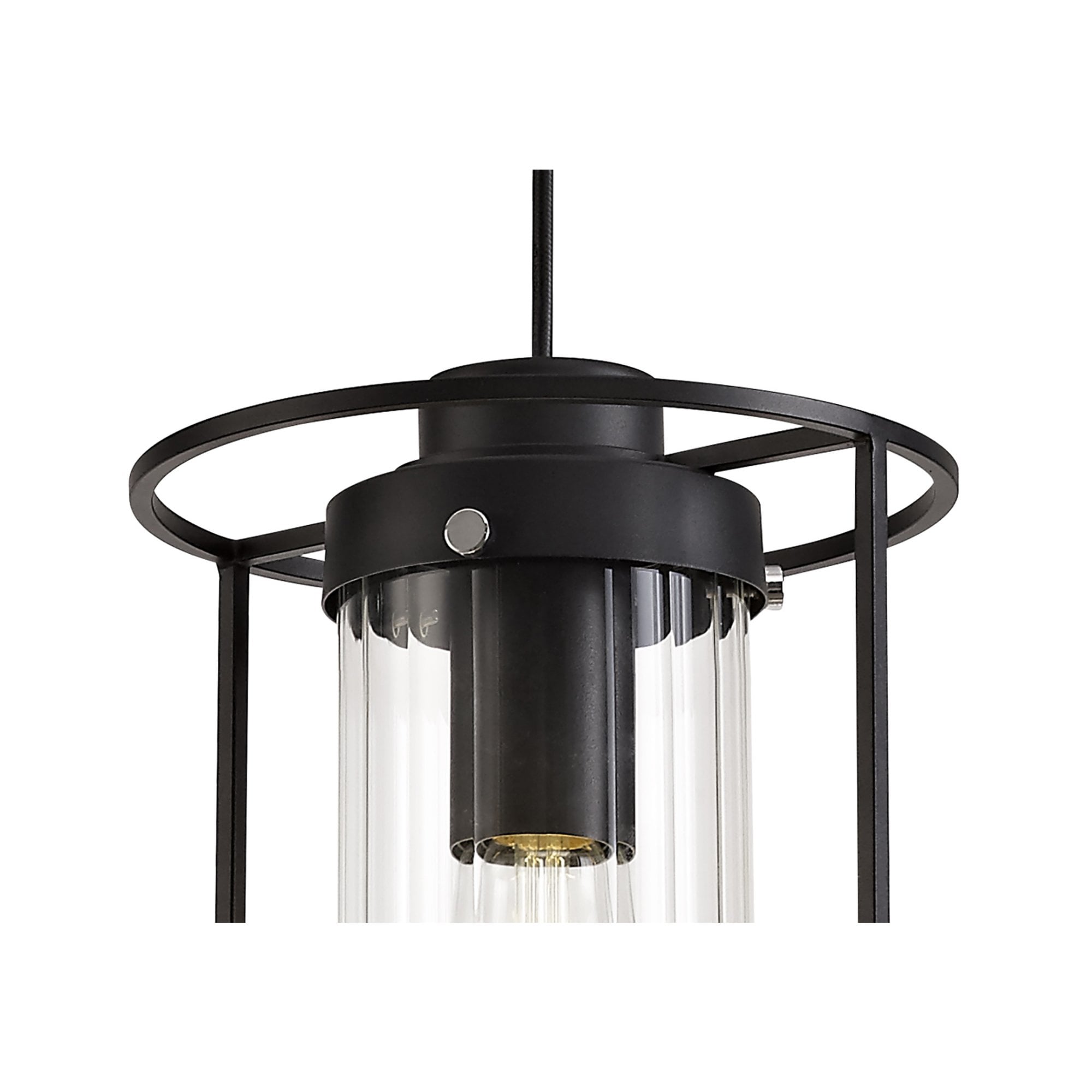 Fabula Rowans Single Pendant - Black & Clear Glass