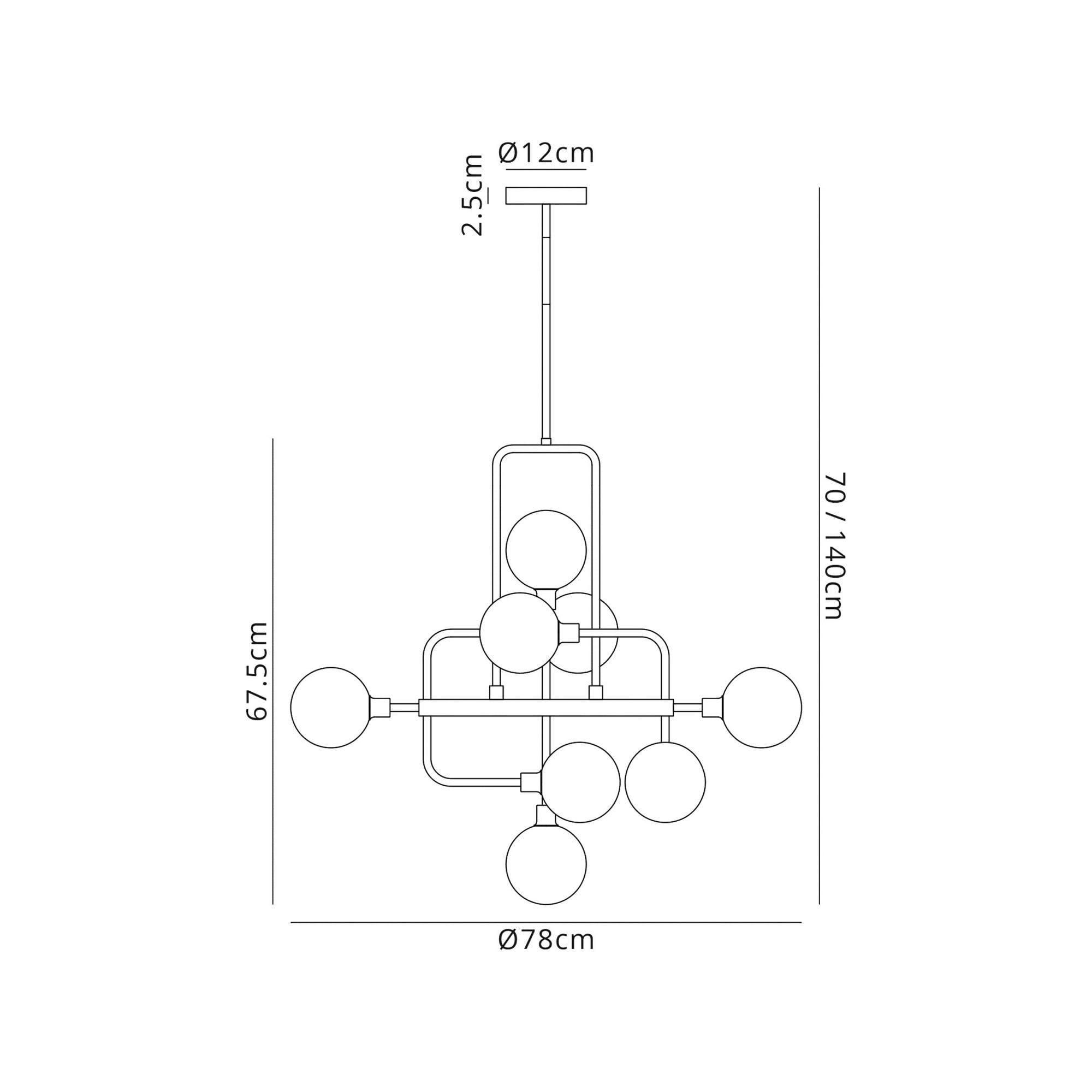 Fabula Appleby 12 Light Fixed Pendant - Matt Black, Antique Brass & Cognac Glass