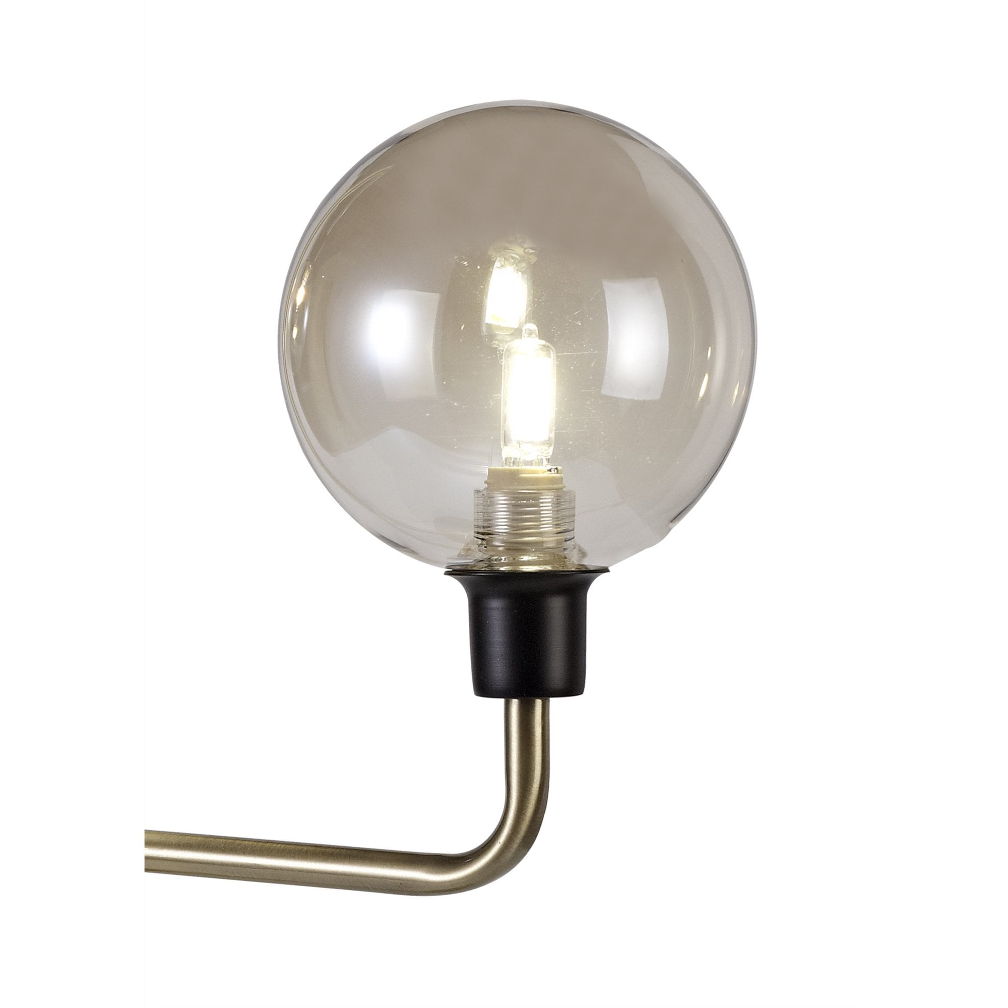 Fabula Appleby 2 Light Table Lamp - Matt Black, Antique Brass & Cognac Glass
