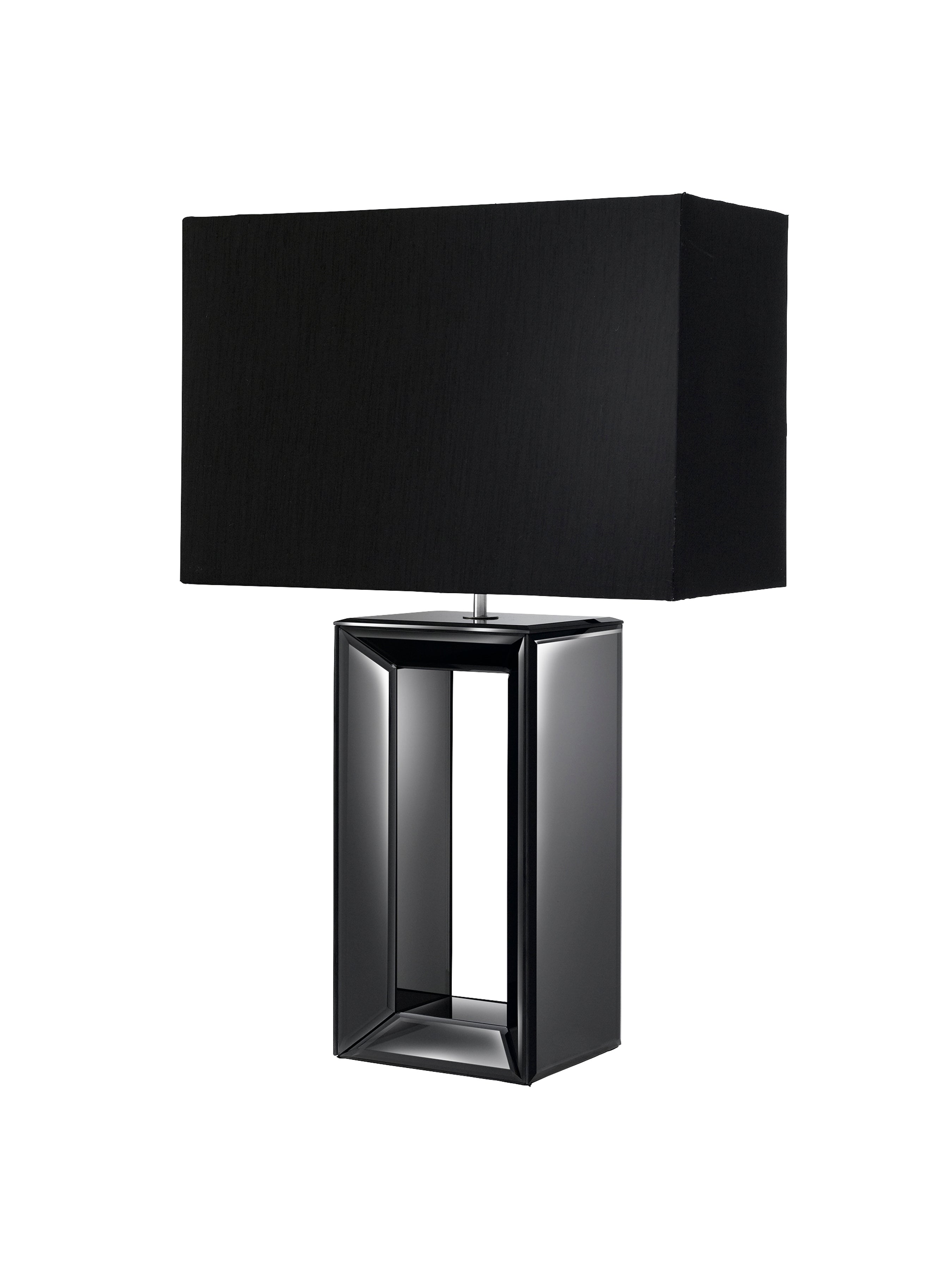 Searchlight Merton Table Lamp - Tall Black - Black Faux Silk Shade
