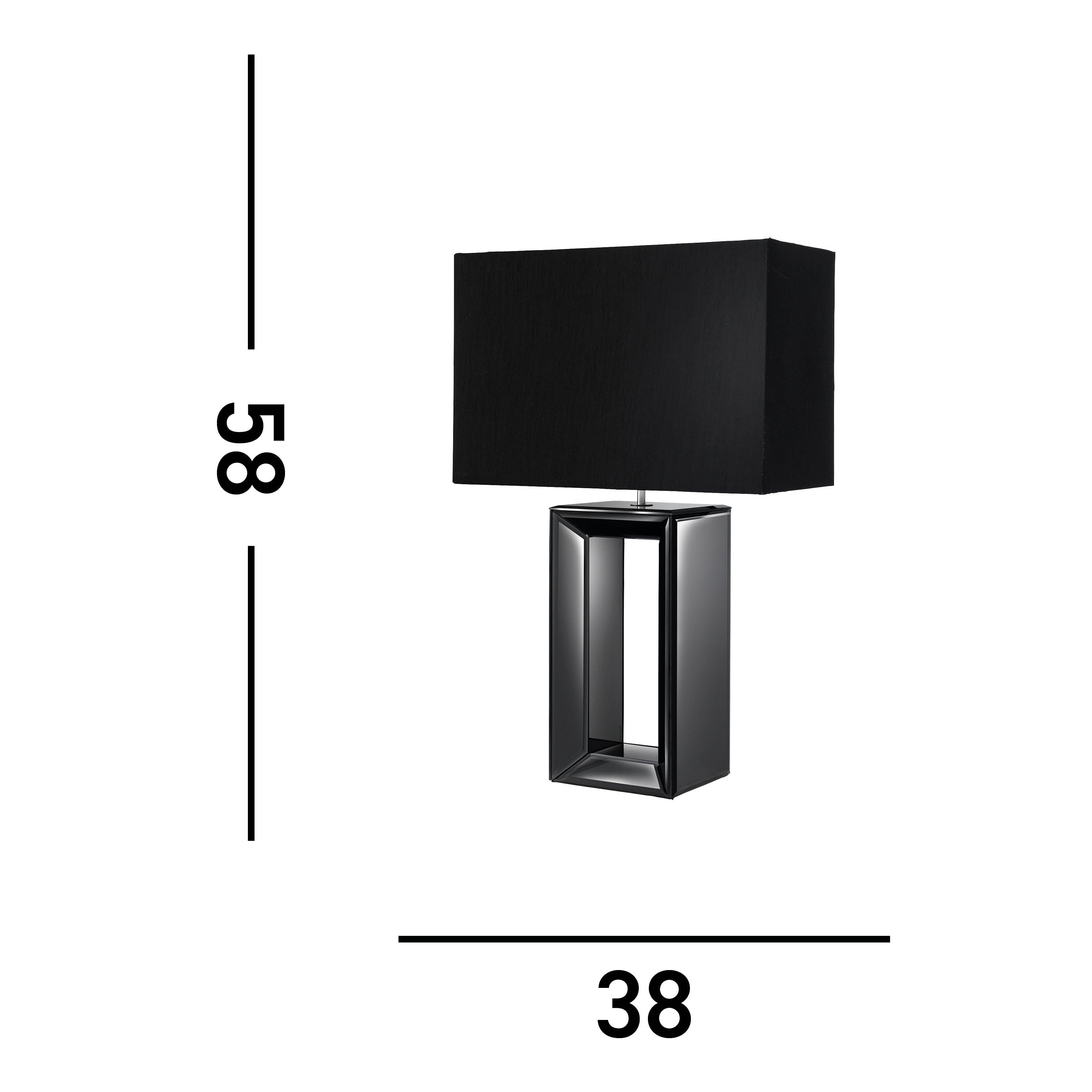 Searchlight Merton Table Lamp - Tall Black - Black Faux Silk Shade