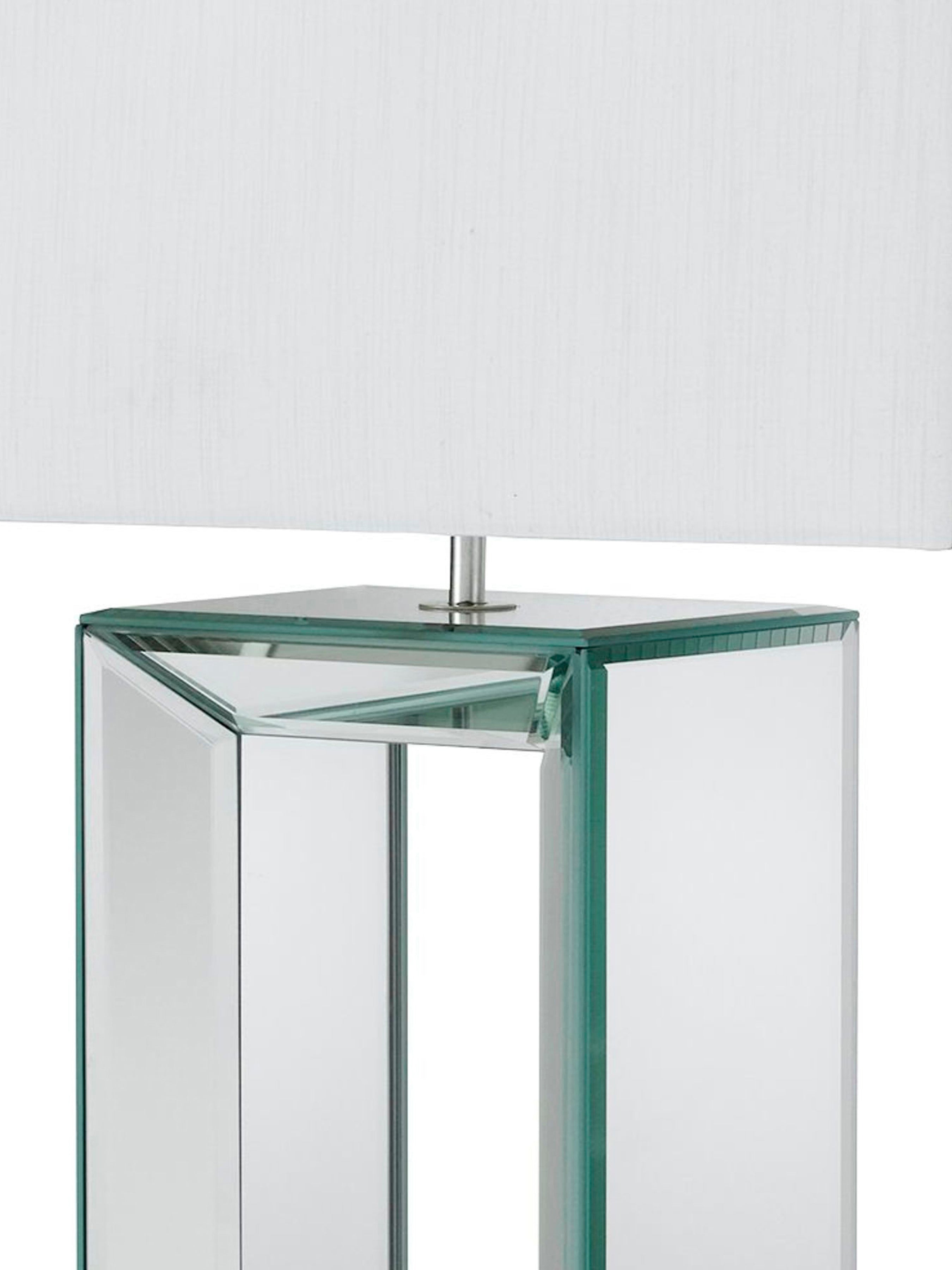 Searchlight Merton Table Lamp - Mertoned Base & White Faux Silk Shade