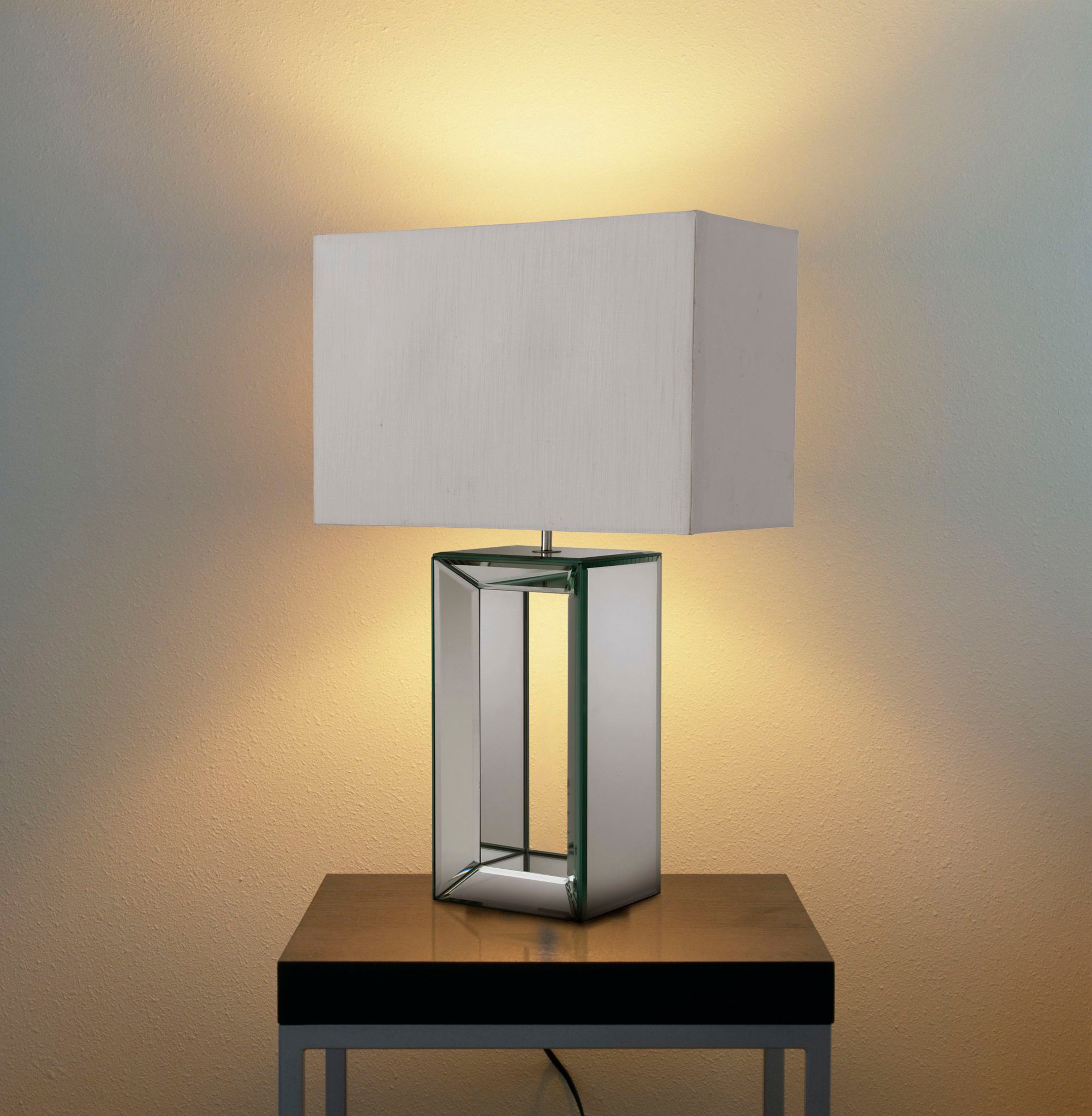 Searchlight Merton Table Lamp - Mertoned Base & White Faux Silk Shade