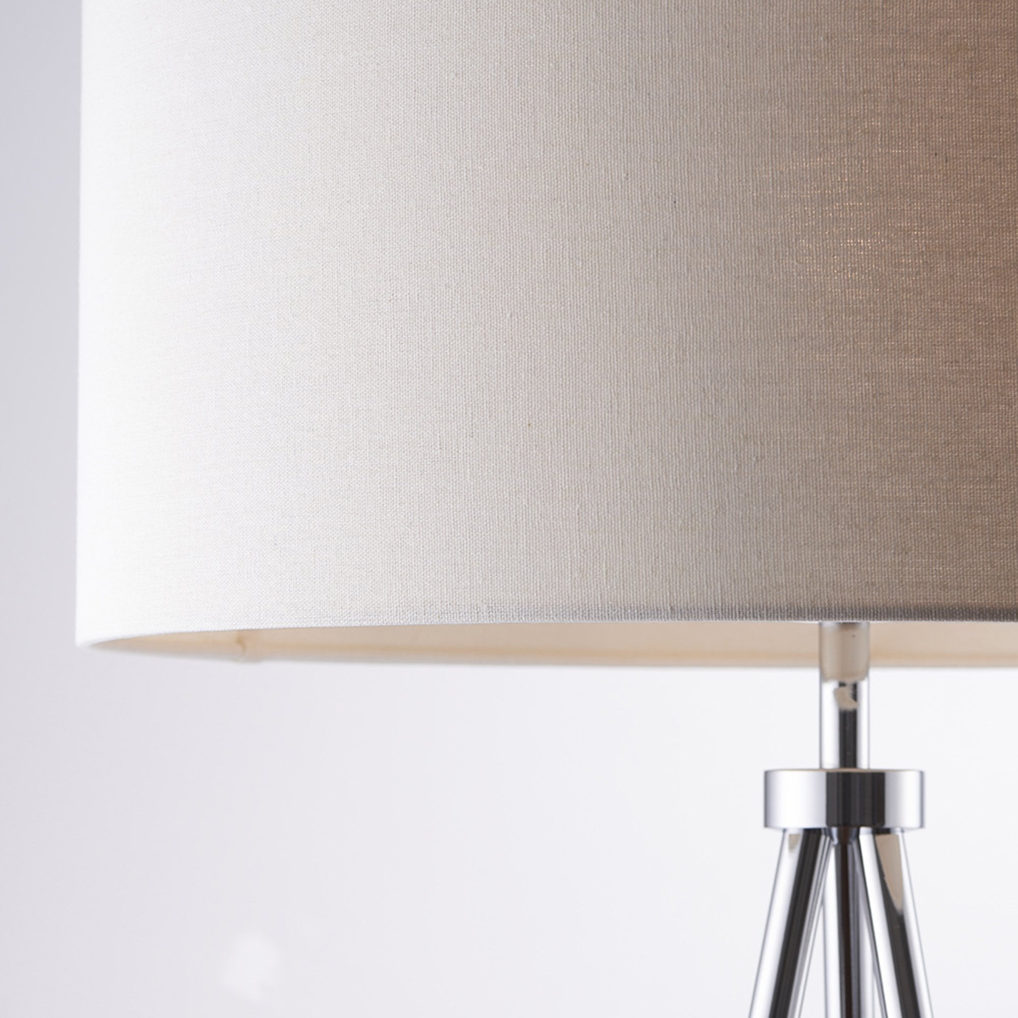 Endon Tri Single Light Floor Lamp  - Chrome Plate & Ivory Fabric