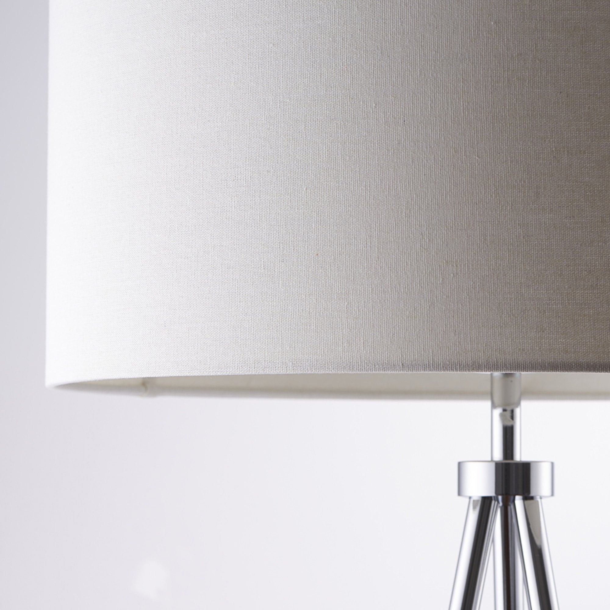 Endon Tri Single Light Floor Lamp  - Chrome Plate & Ivory Fabric