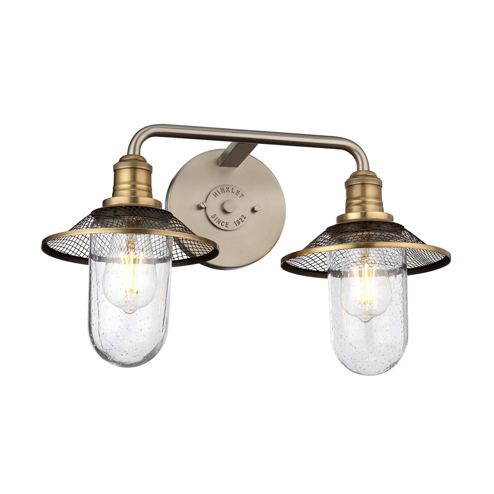 Quintiesse Rigby 2 Light Bathroom Wall Light - Antique Nickel & Heritage Brass