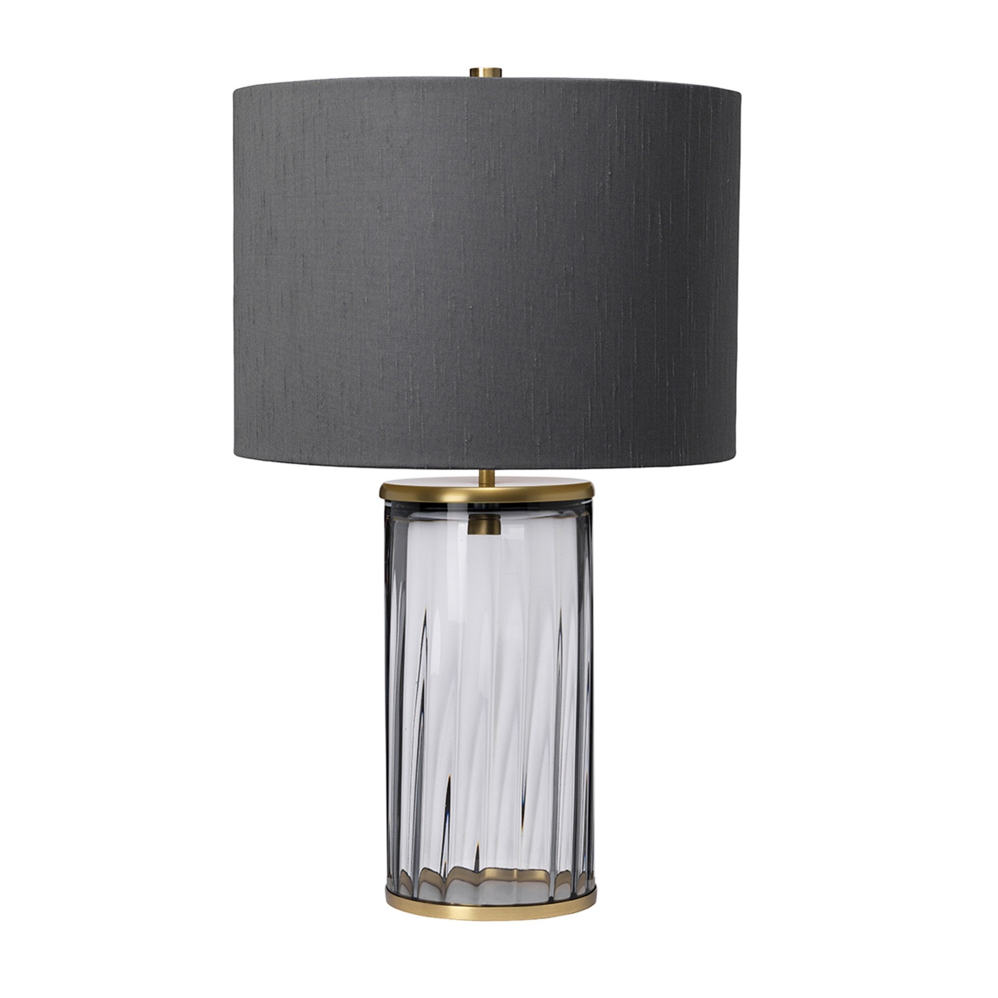 Quintiesse Reno Single Table Lamp - Smoke - Aged Brass