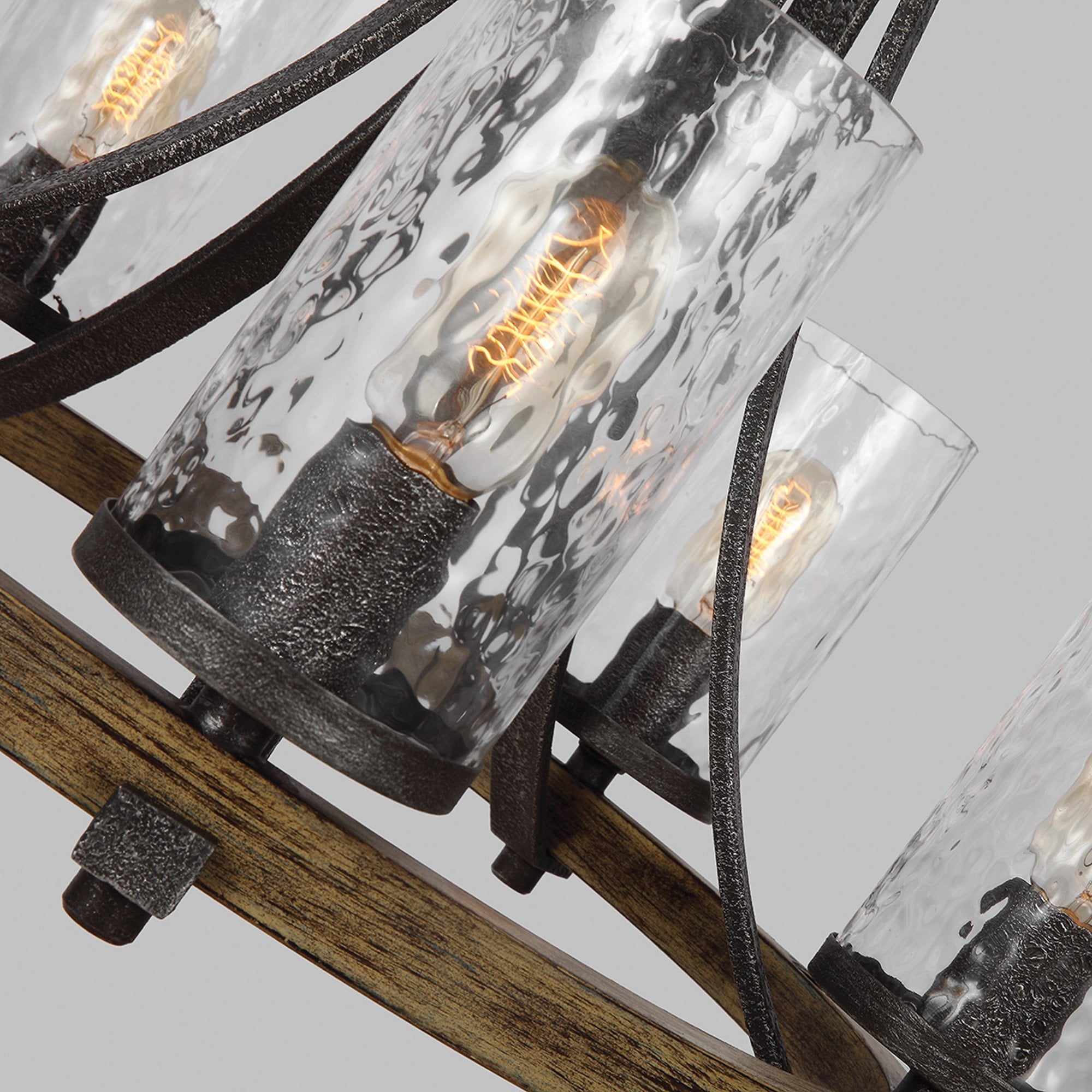 Quintiesse Angelo 5 Light Chandelier - Distressed Weathered Oak & Slate Grey Metal