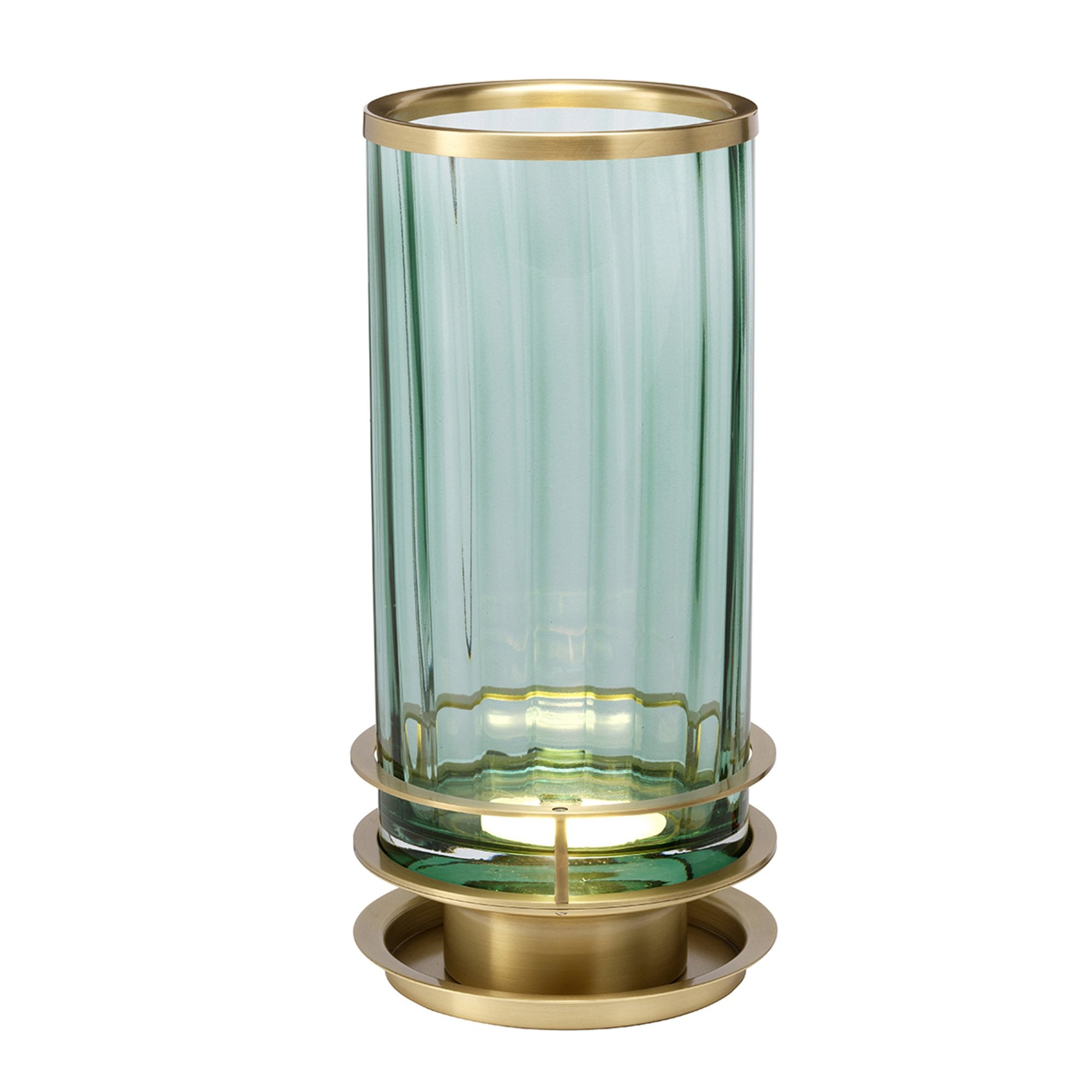 Quintiesse Arno Single Table Lamp - Green - Aged Brass