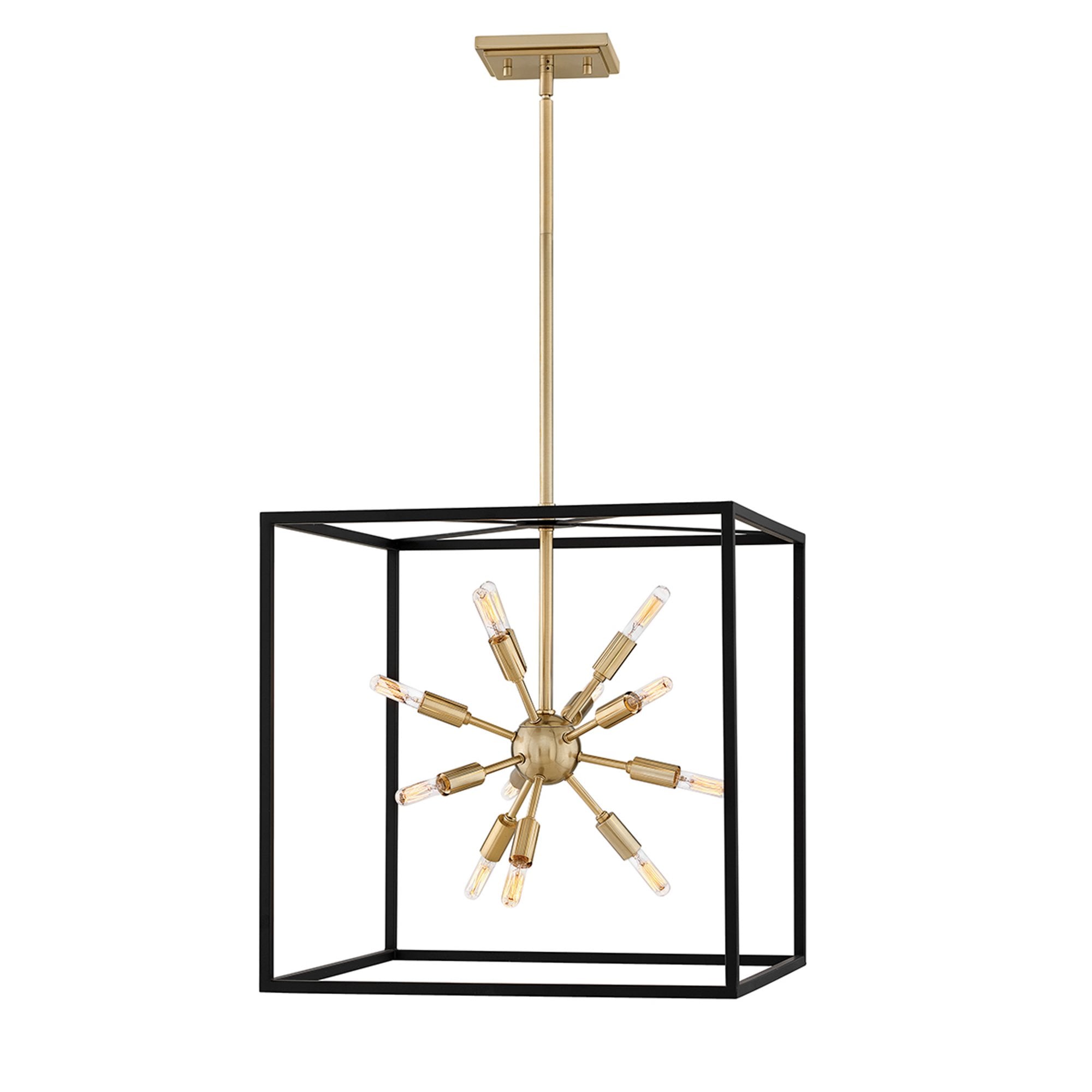Quintiesse Aros 12 Light Pendant - Black & Warm Brass
