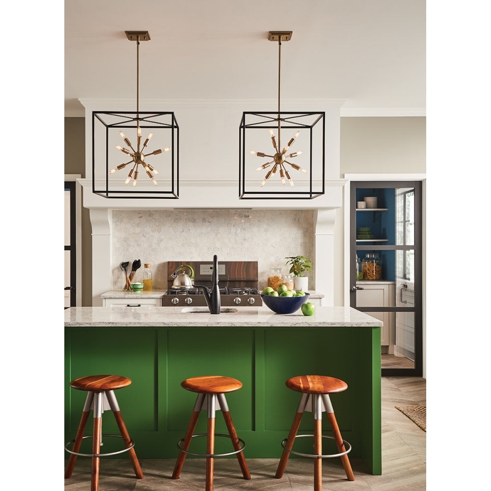 Quintiesse Aros 12 Light Pendant - Black & Warm Brass