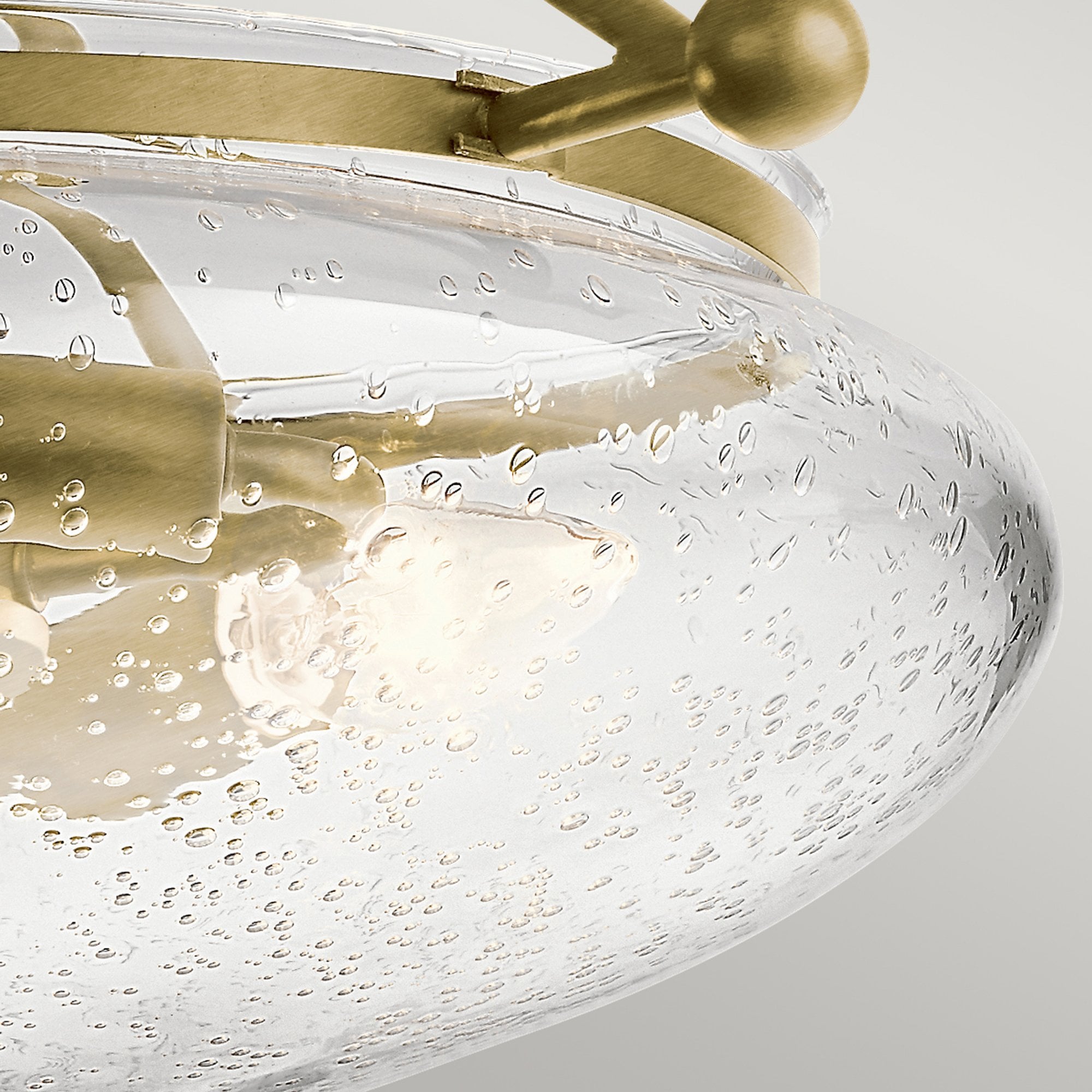 Quintiesse Belle 3 Light Semi-Flush Fitting - Brushed Natural Brass