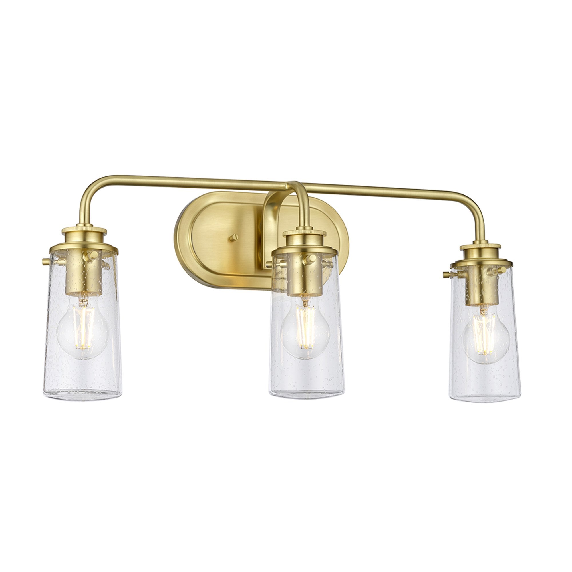 Quintiesse Braelyn 3 Light Bathroom Wall Light - Brushed Brass