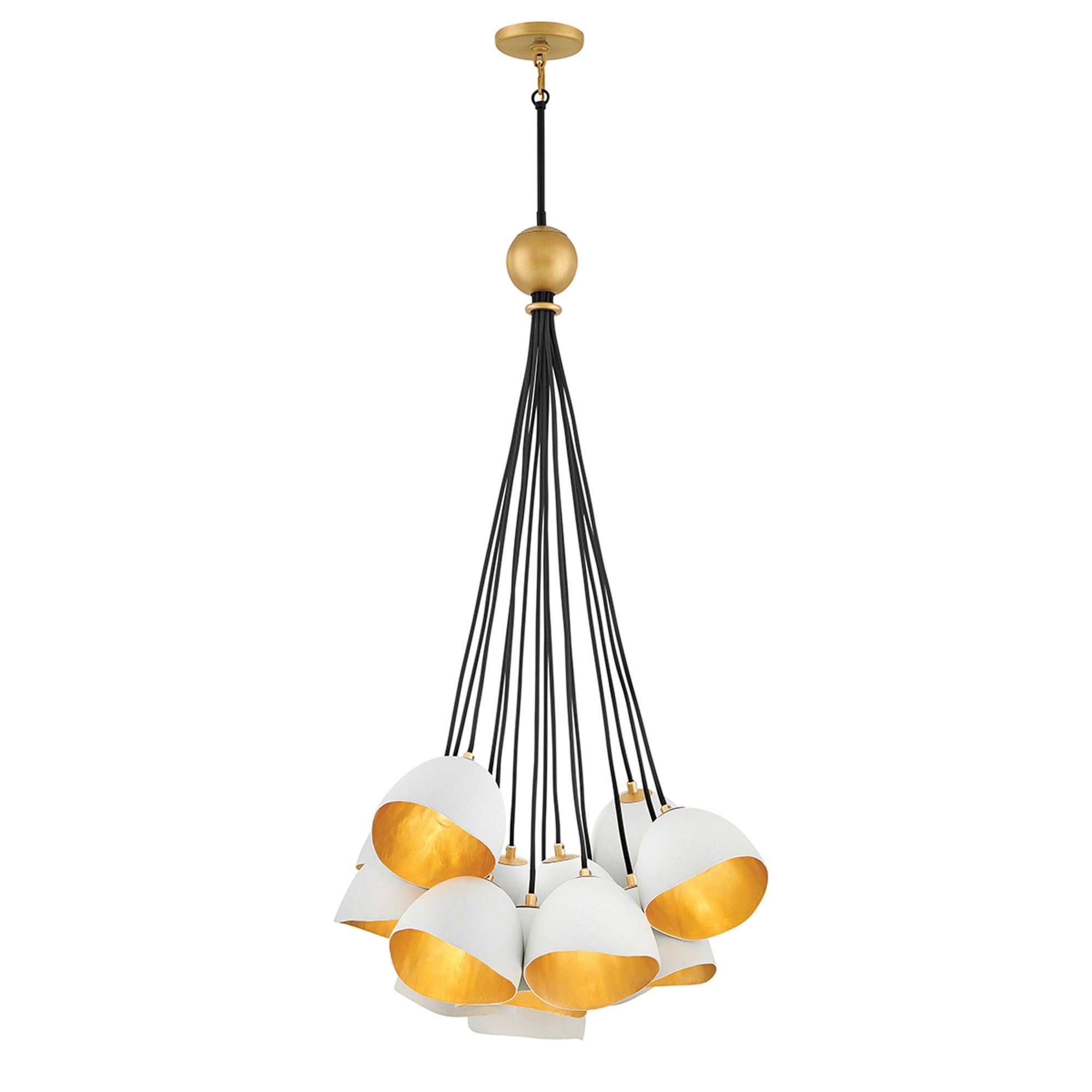 Quintiesse Nula 15 Light Pendant - Shell White & Luxe Gold
