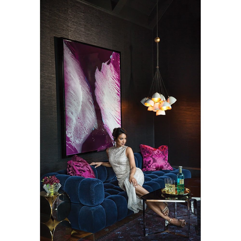 Quintiesse Nula 15 Light Pendant - Shell White & Luxe Gold